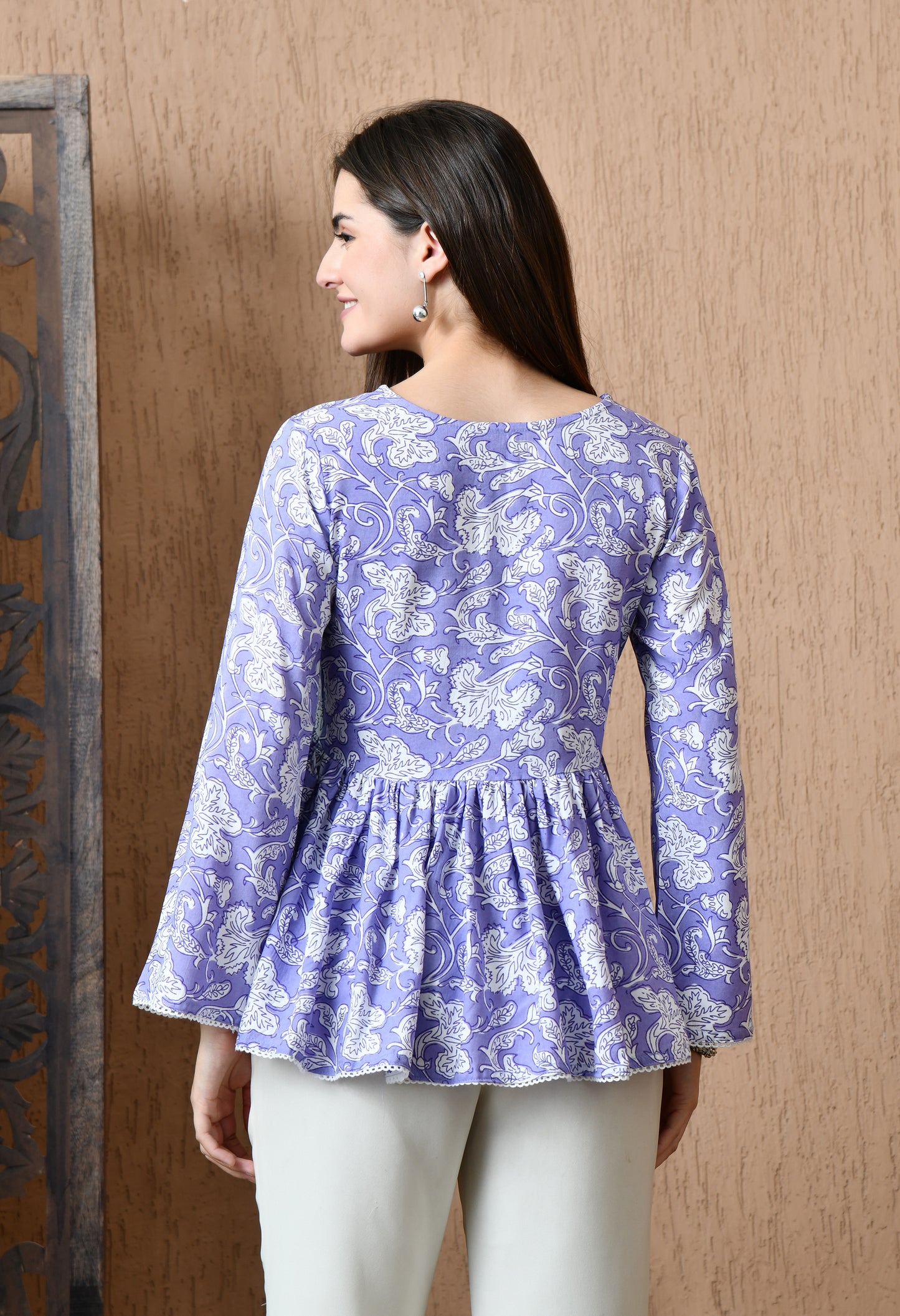 Novera – Lavender Dust Peplum Cotton Top