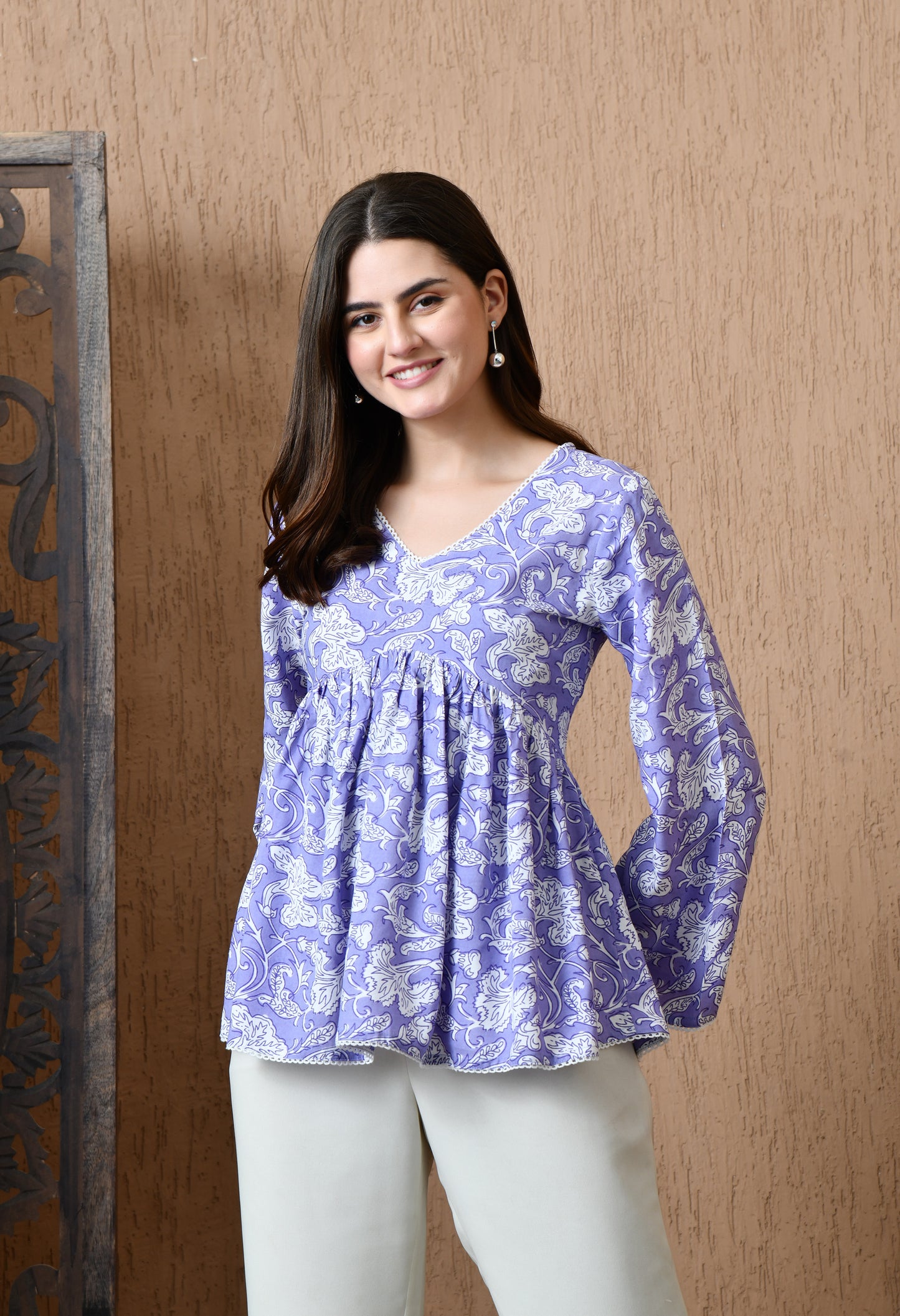 Novera – Lavender Dust Peplum Cotton Top