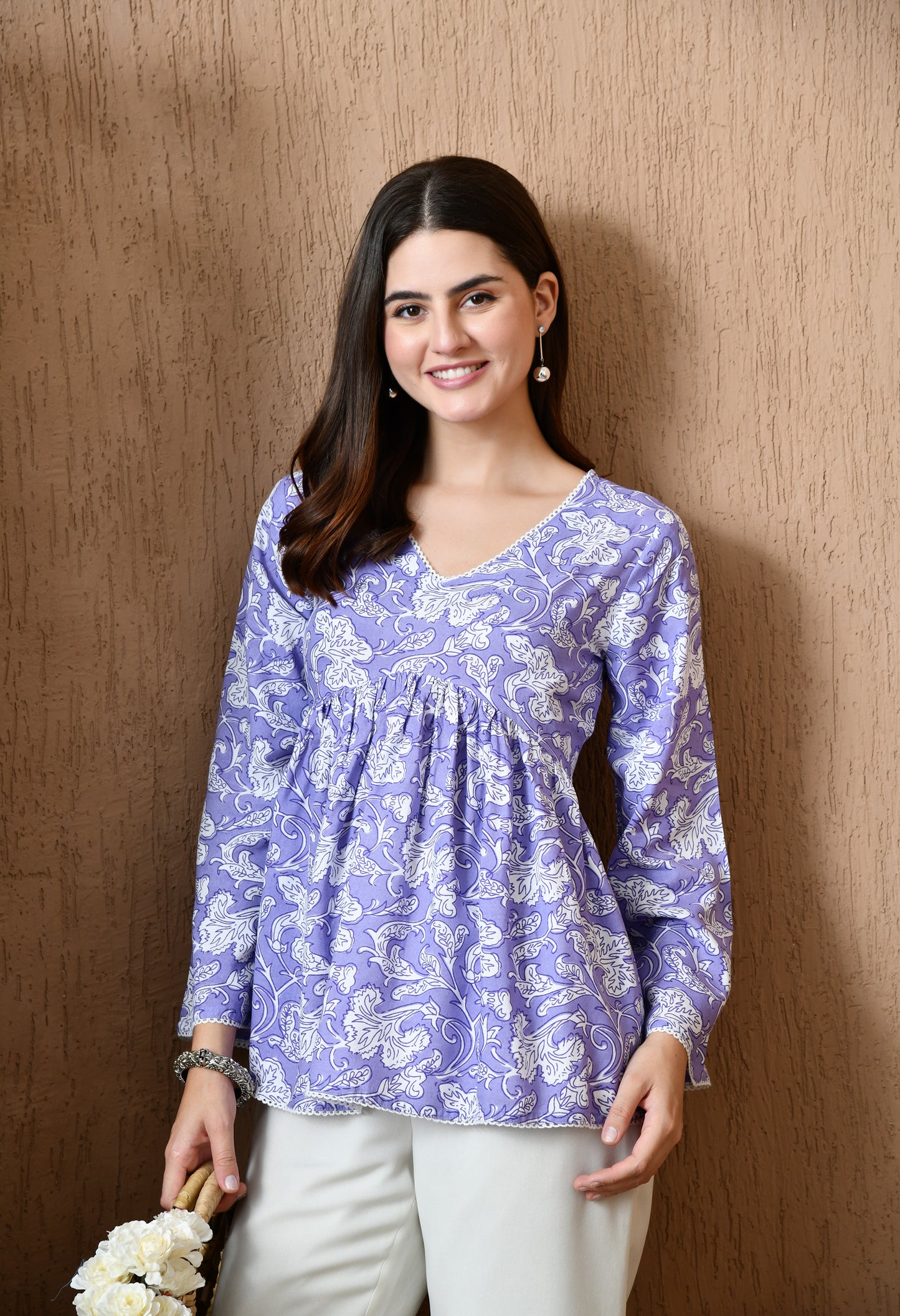 Novera – Lavender Dust Peplum Cotton Top