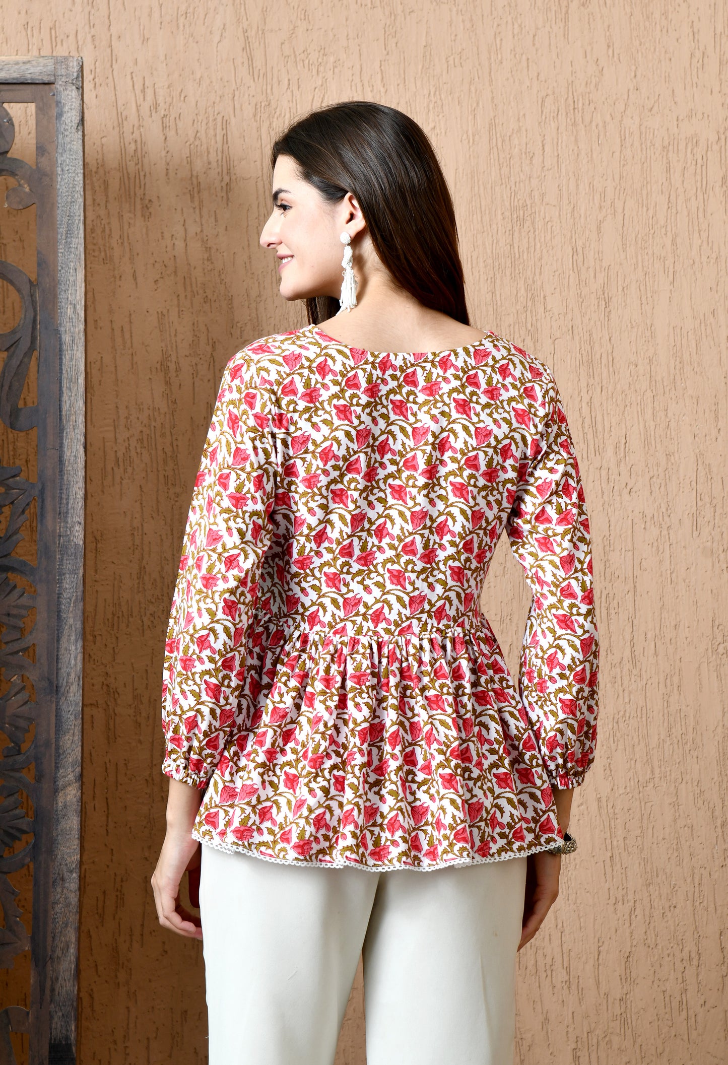 Rosa – Scarlet Red Cotton Peplum Top