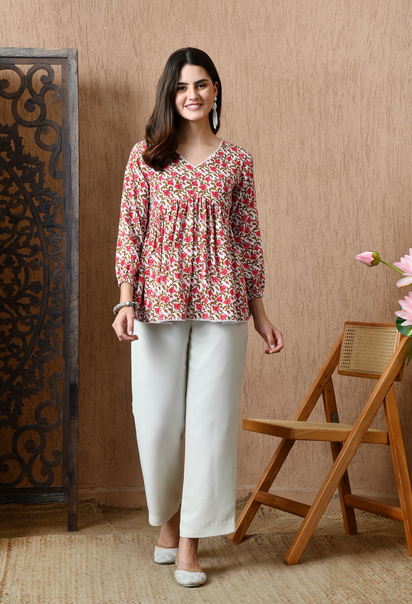 Rosa – Scarlet Red Cotton Peplum Top
