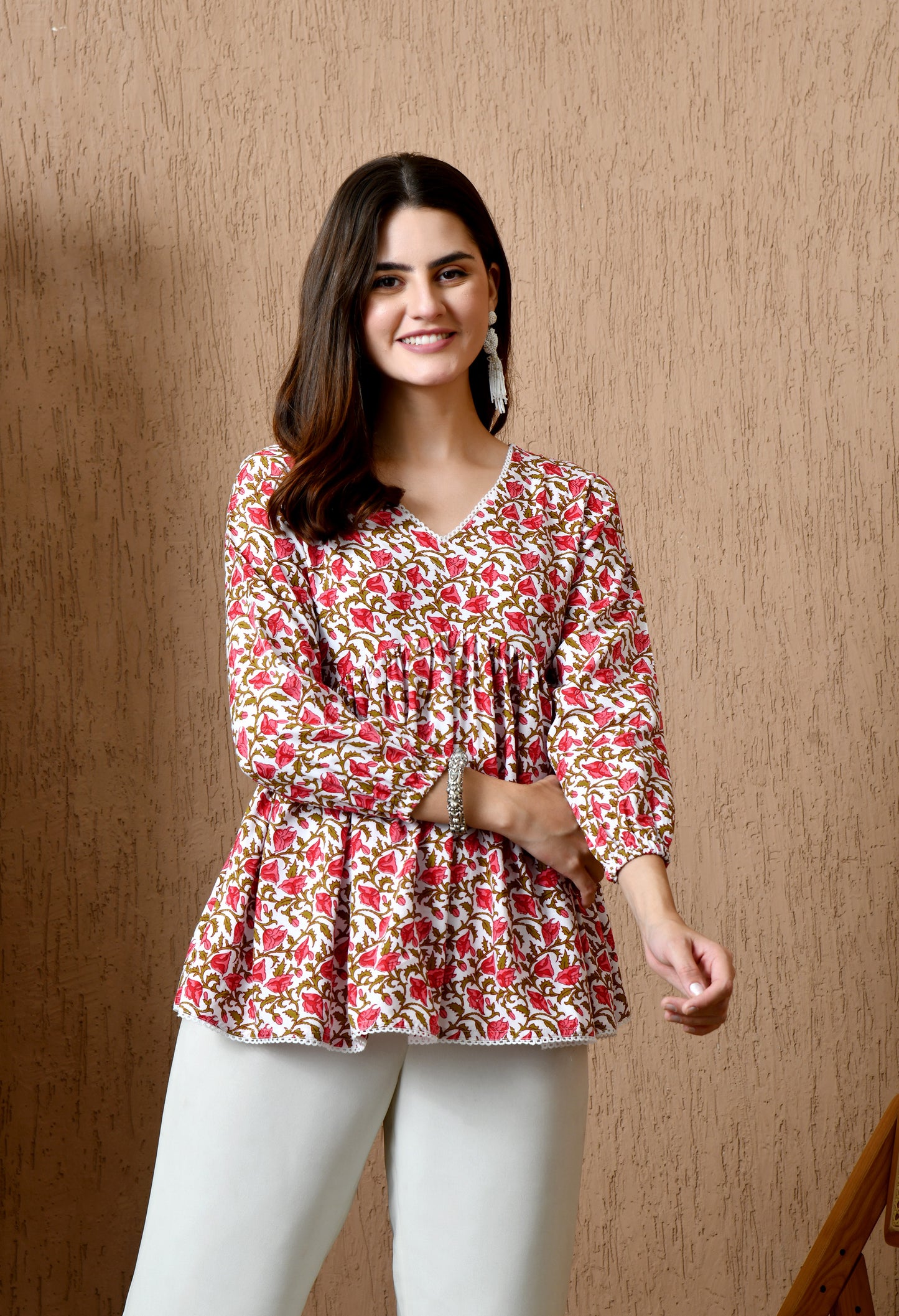 Rosa – Scarlet Red Cotton Peplum Top