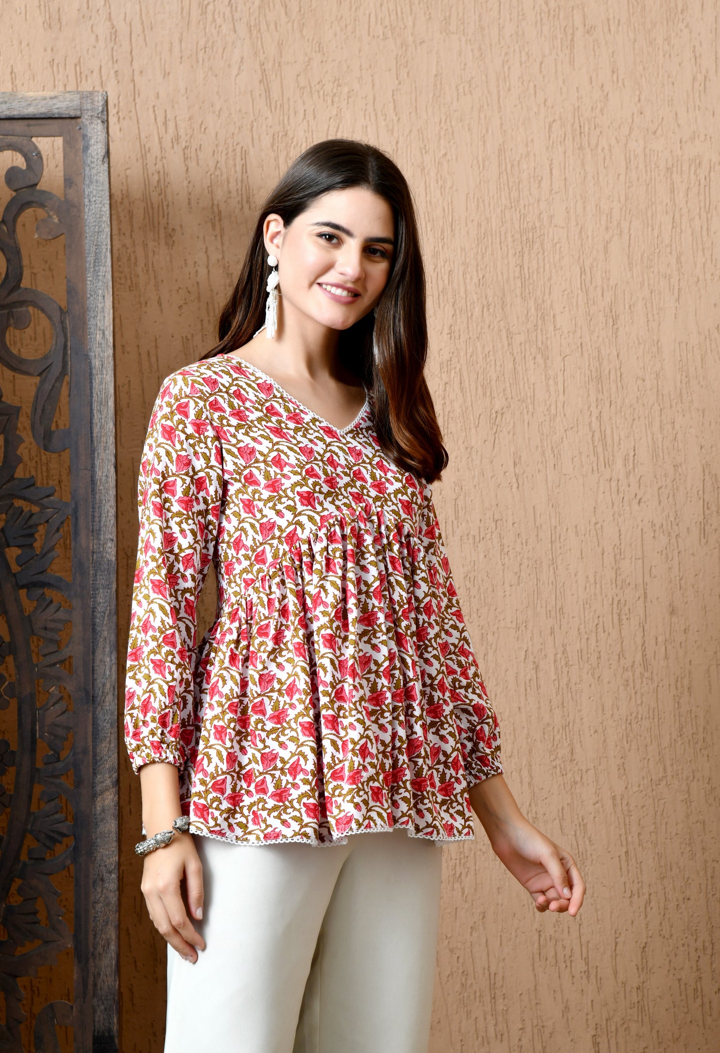 Rosa – Scarlet Red Cotton Peplum Top