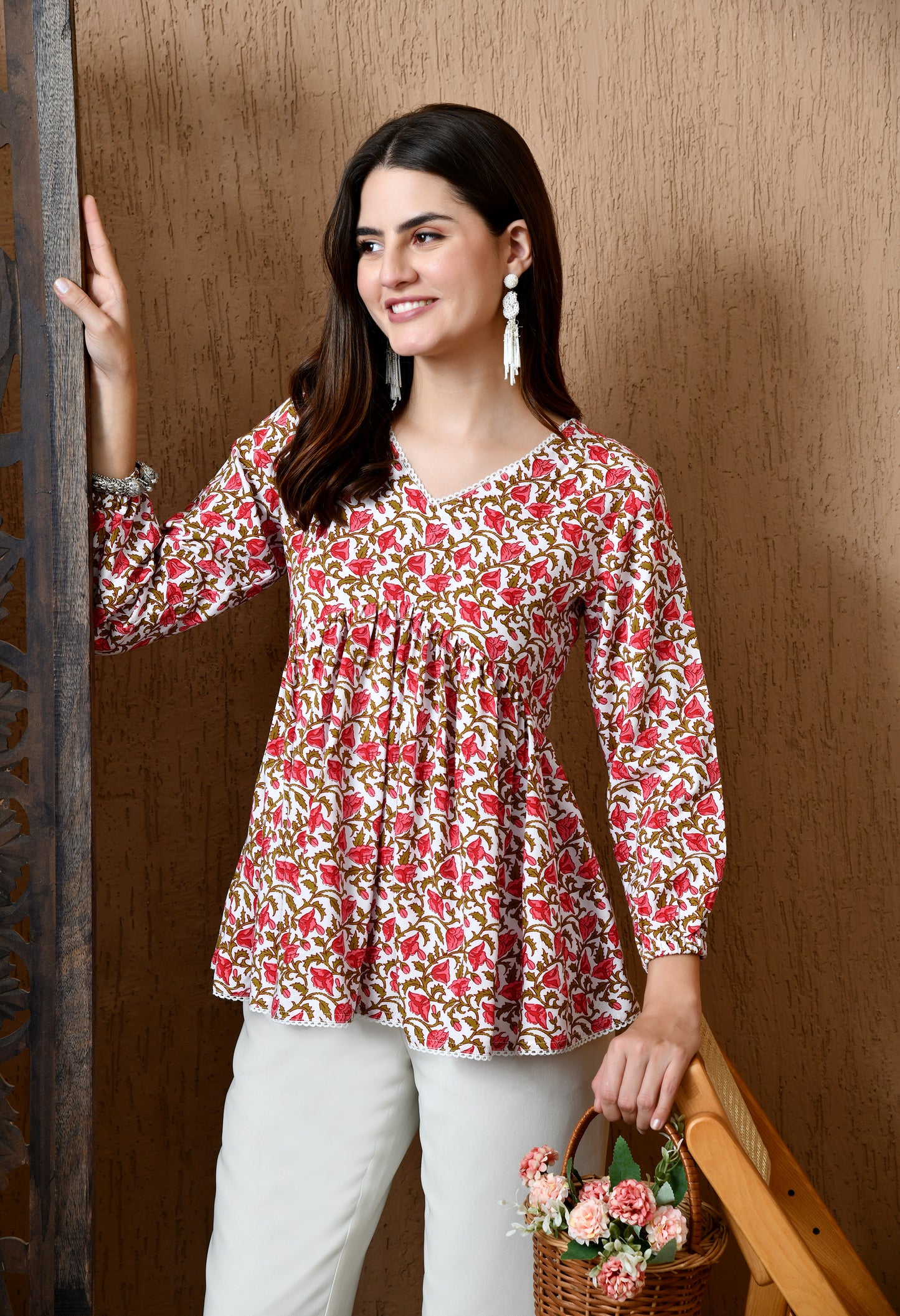 Rosa – Scarlet Red Cotton Peplum Top