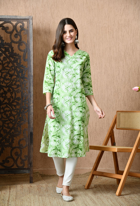 Tisya – Light Green Ombre Print Kurta