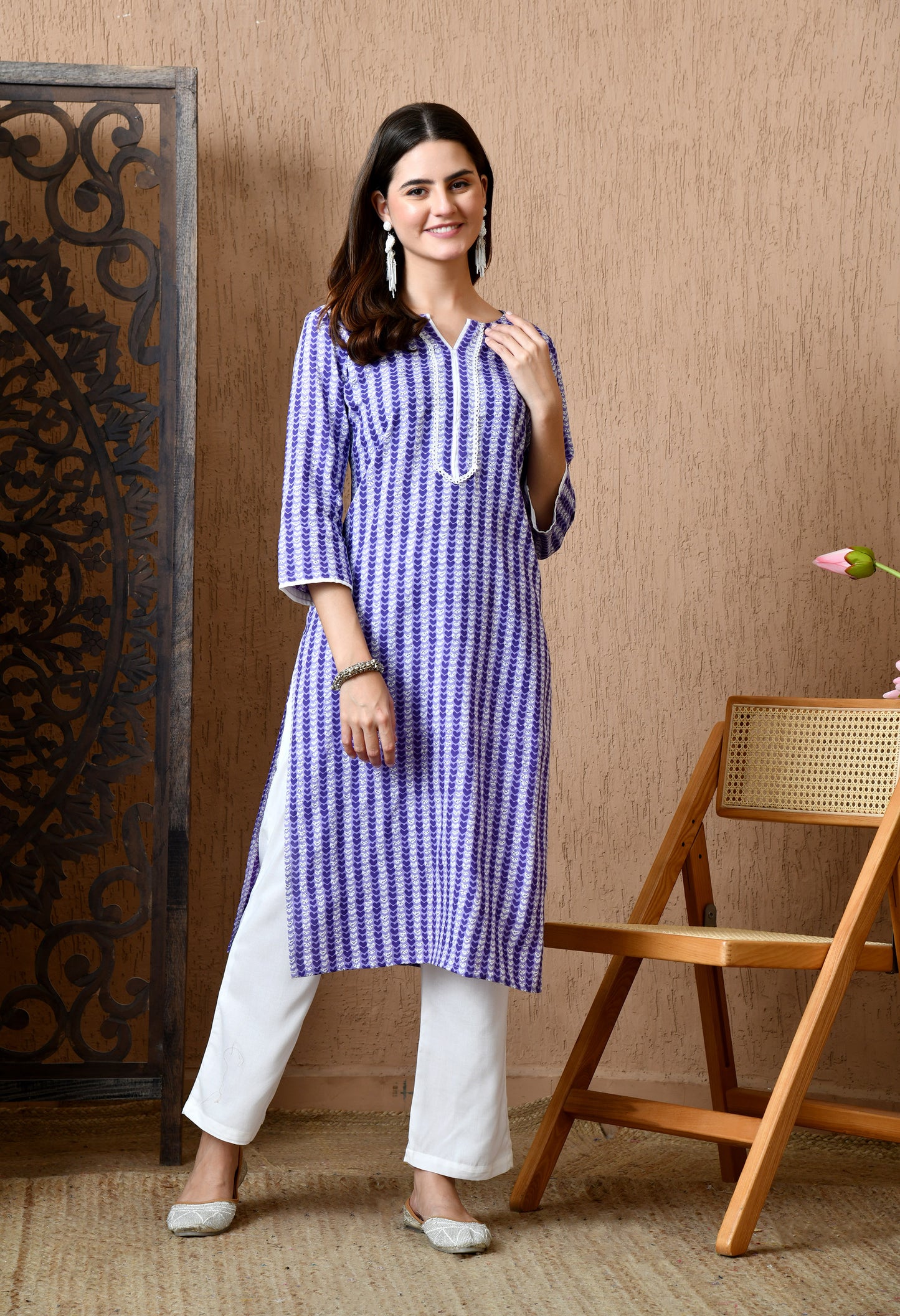 Anuraa – Lavender Heart Print Kurta Pant Set