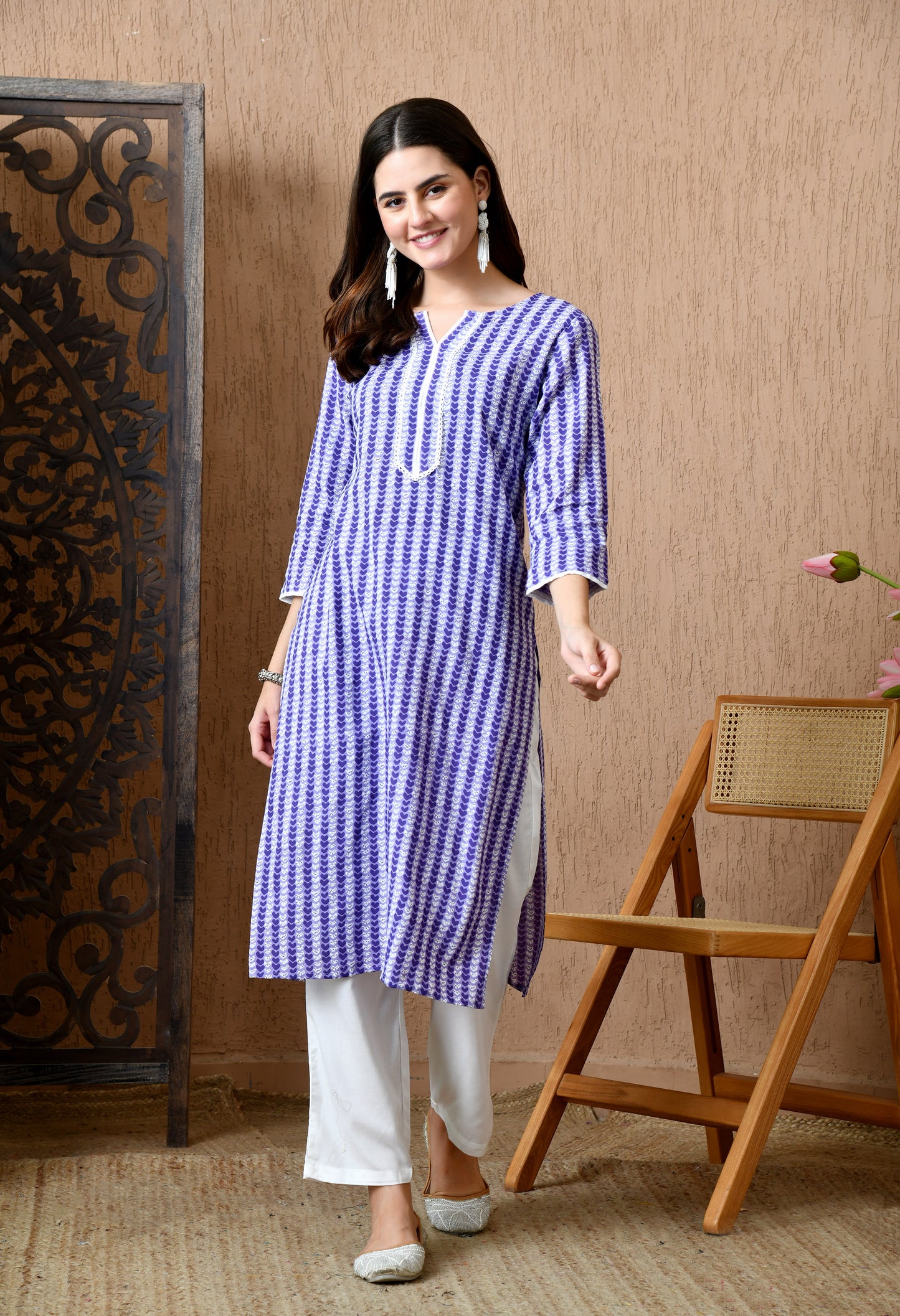 Anuraa – Lavender Heart Print Kurta Pant Set