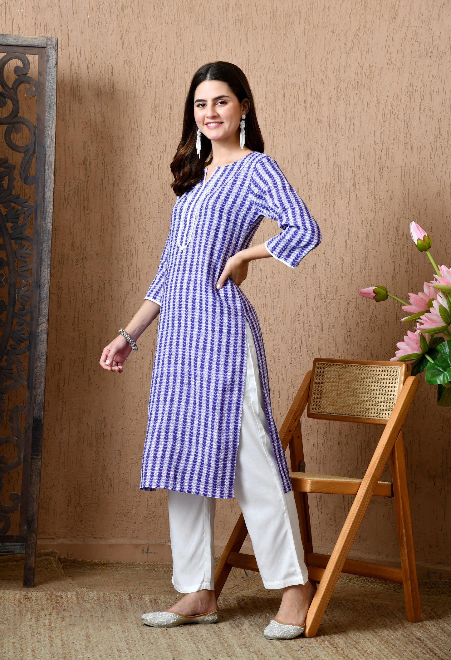 Anuraa – Lavender Heart Print Kurta Pant Set