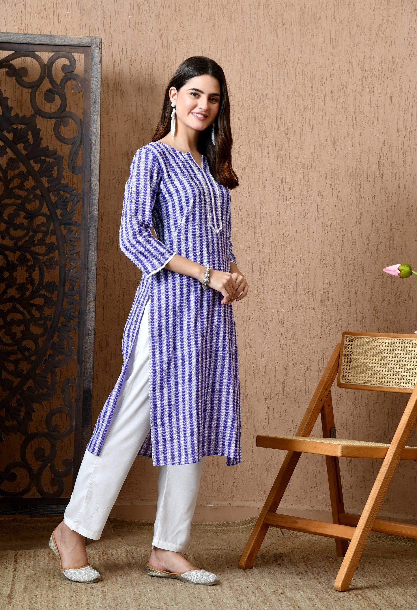 Anuraa – Lavender Heart Print Kurta Pant Set