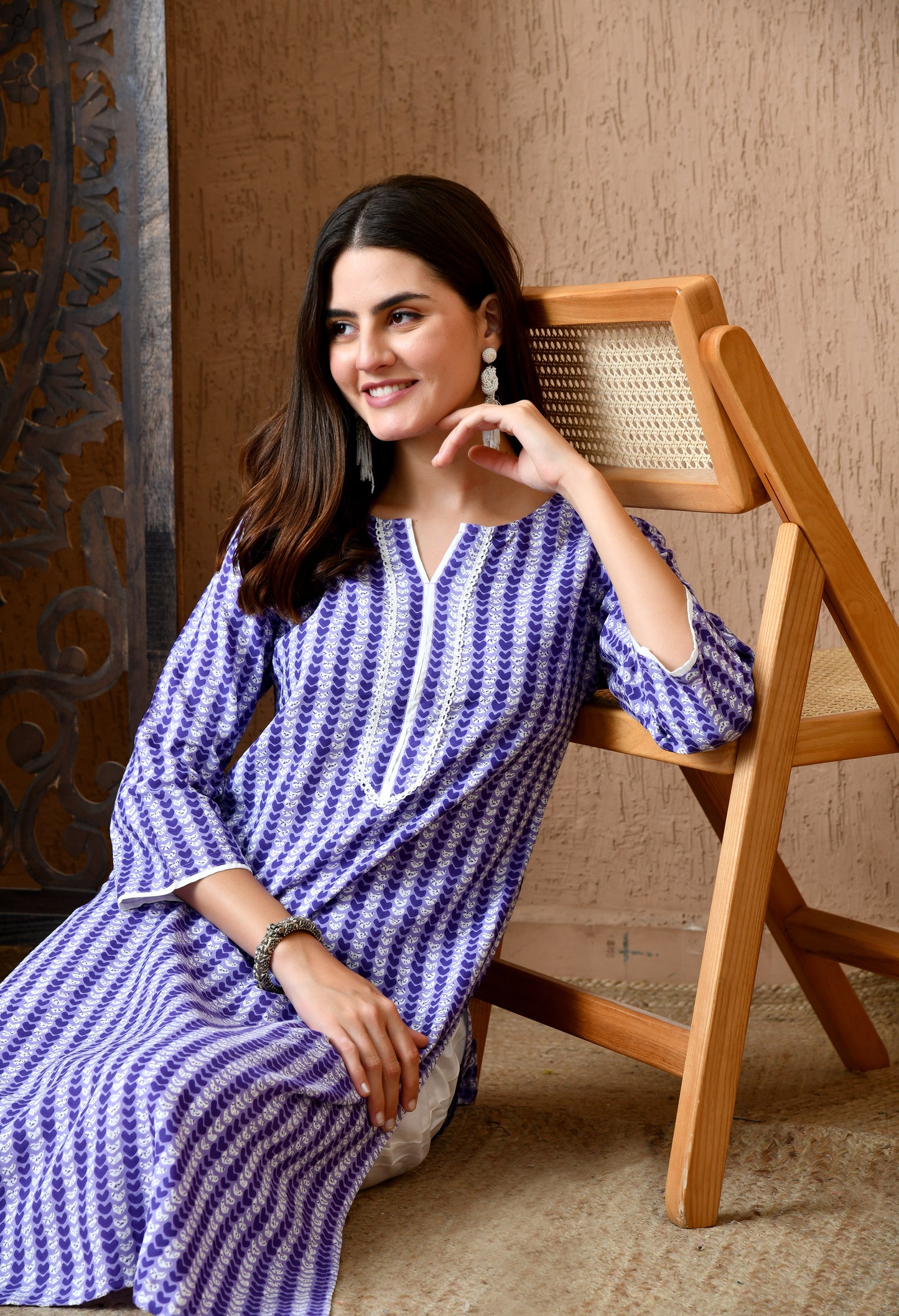 Anuraa – Lavender Heart Print Kurta Pant Set