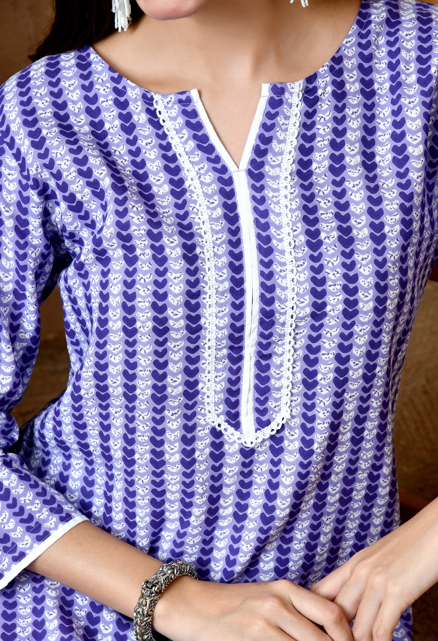 Anuraa – Lavender Heart Print Kurta Pant Set