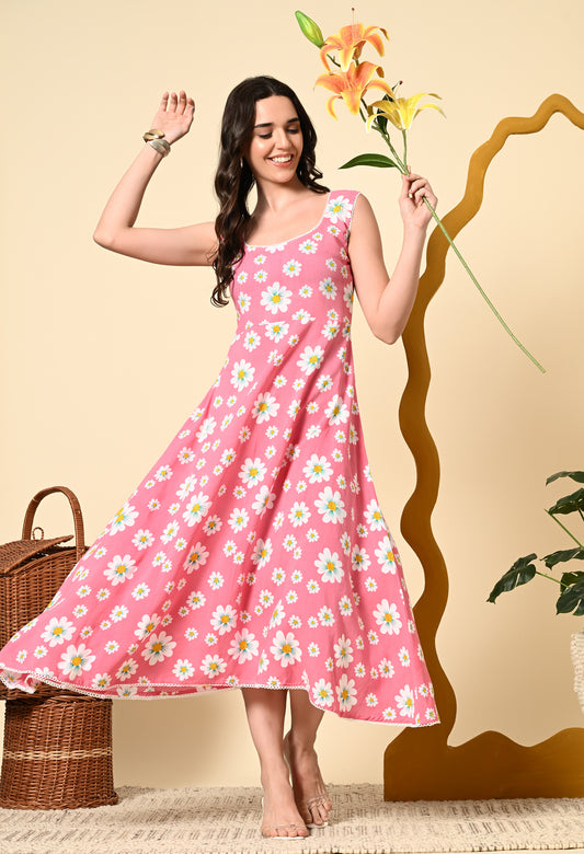 Petal Charm Pink Floral Dress