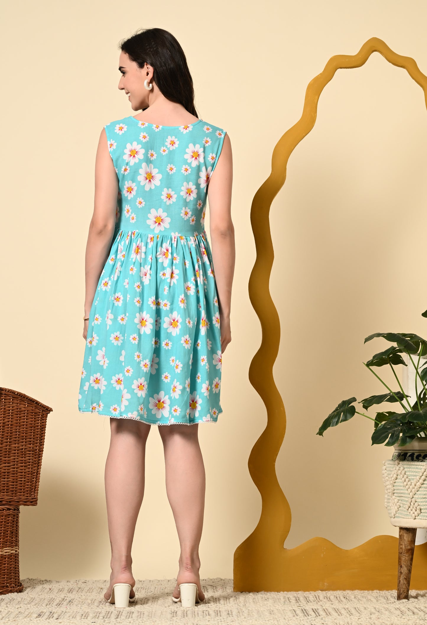 Ocean Breeze Floral Sleeveless Dress