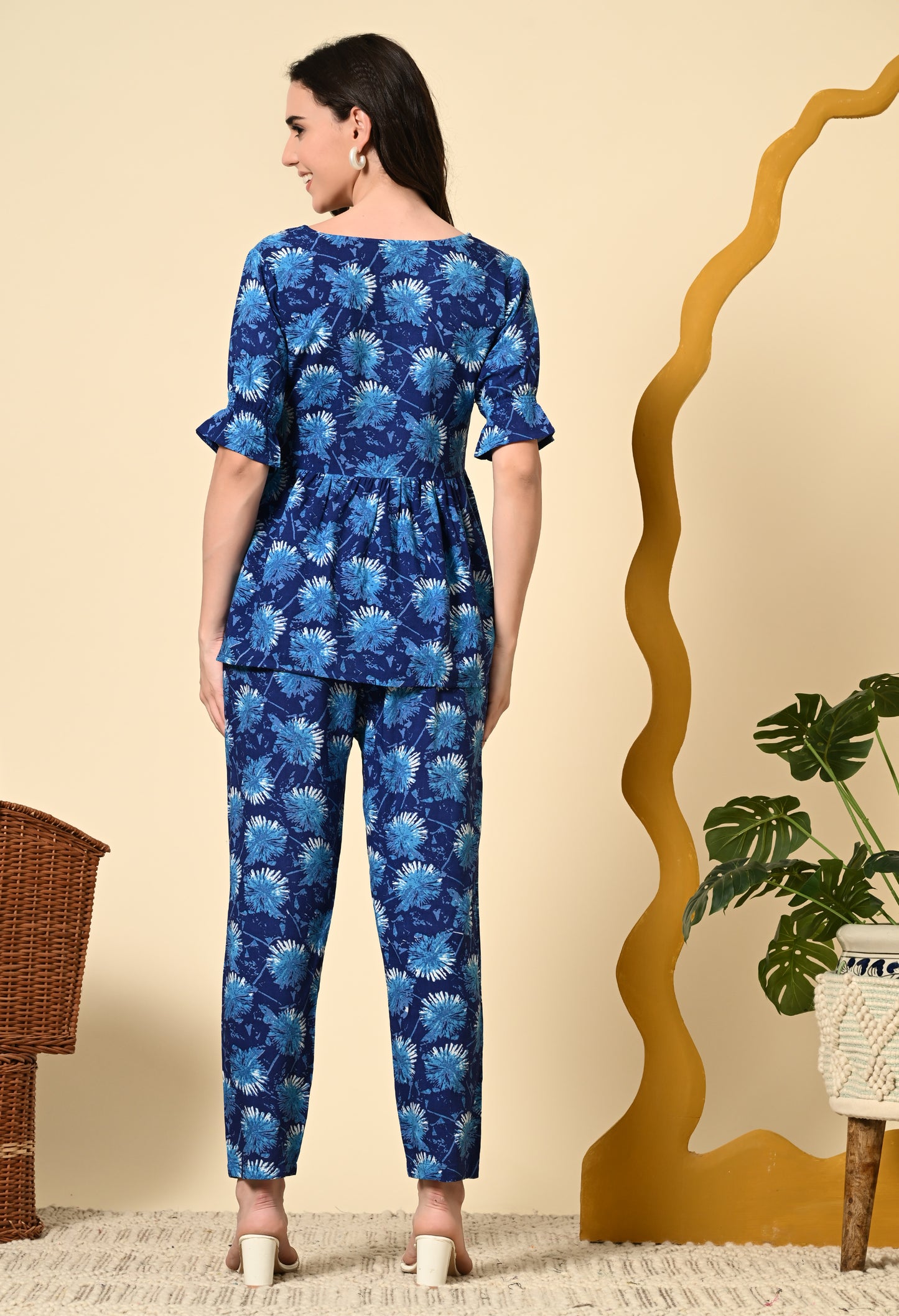 Ocean Petals Peplum Top Co-ord Set