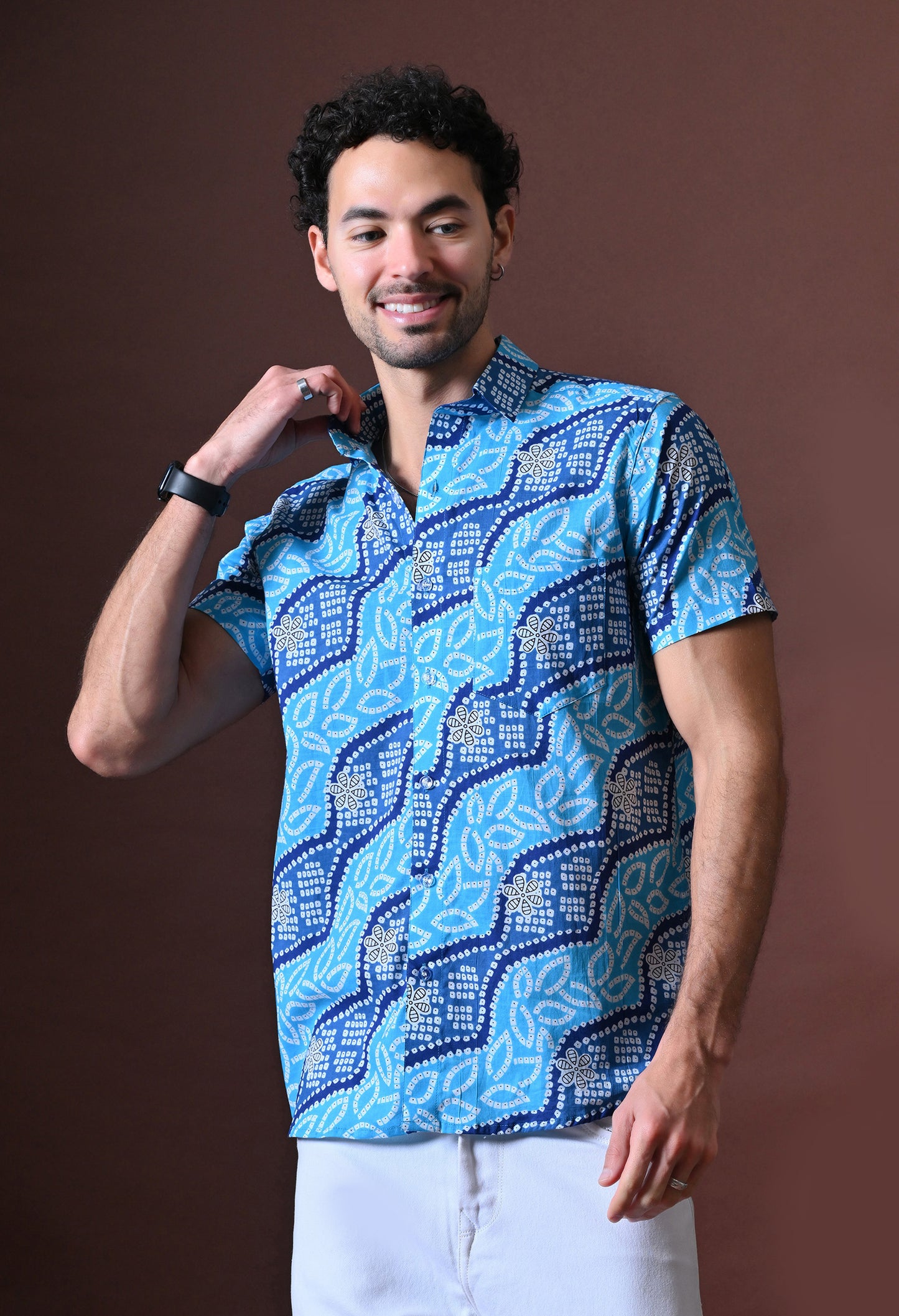 Neel - Printed Cotton Shirt (Half Sleeve)