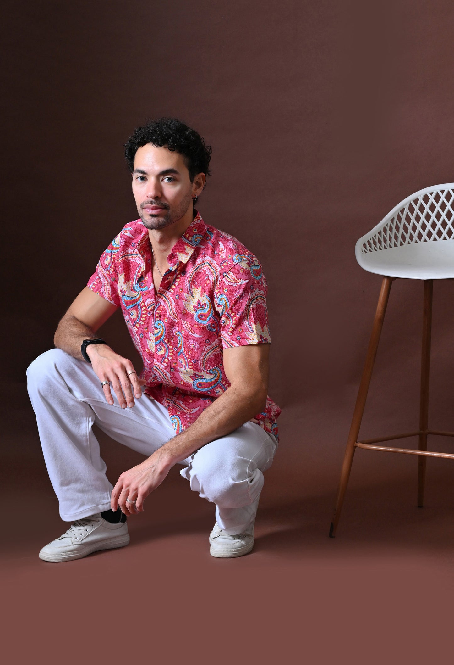 Rang - Floral Printed Cotton Shirt (Half Sleeve)