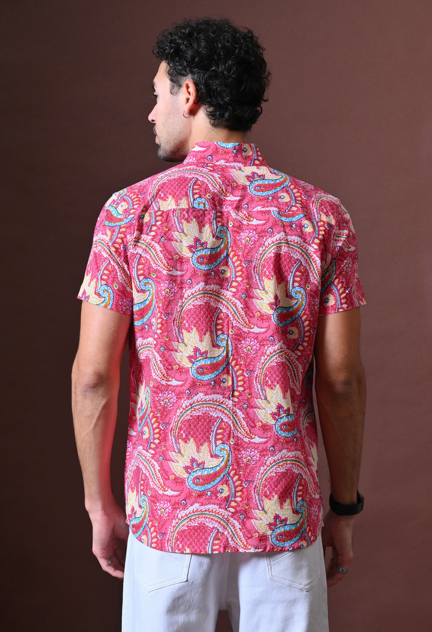 Rang - Floral Printed Cotton Shirt (Half Sleeve)