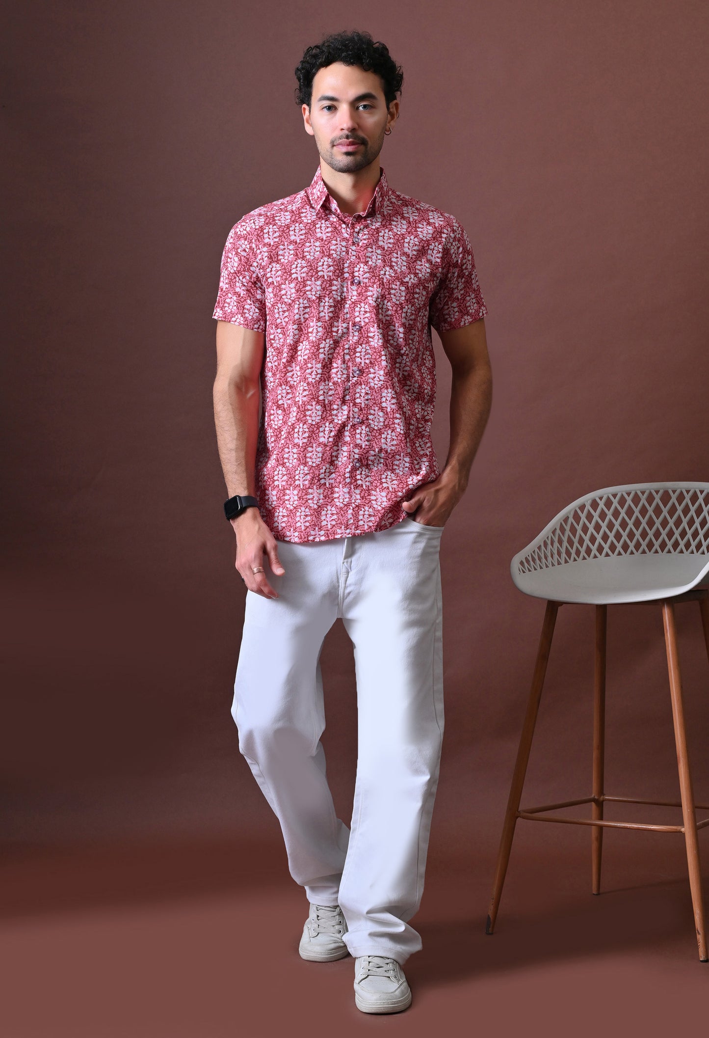 Kamal - Floral Printed Cotton Shirt (Half Sleeve)