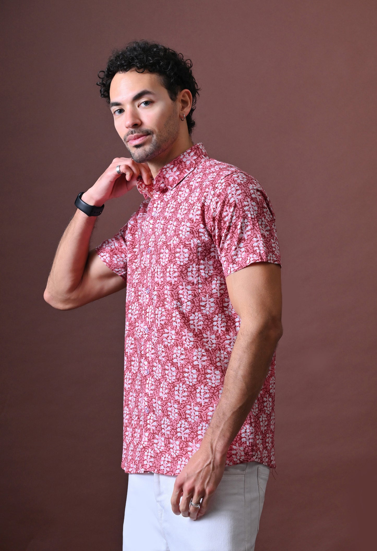 Kamal - Floral Printed Cotton Shirt (Half Sleeve)