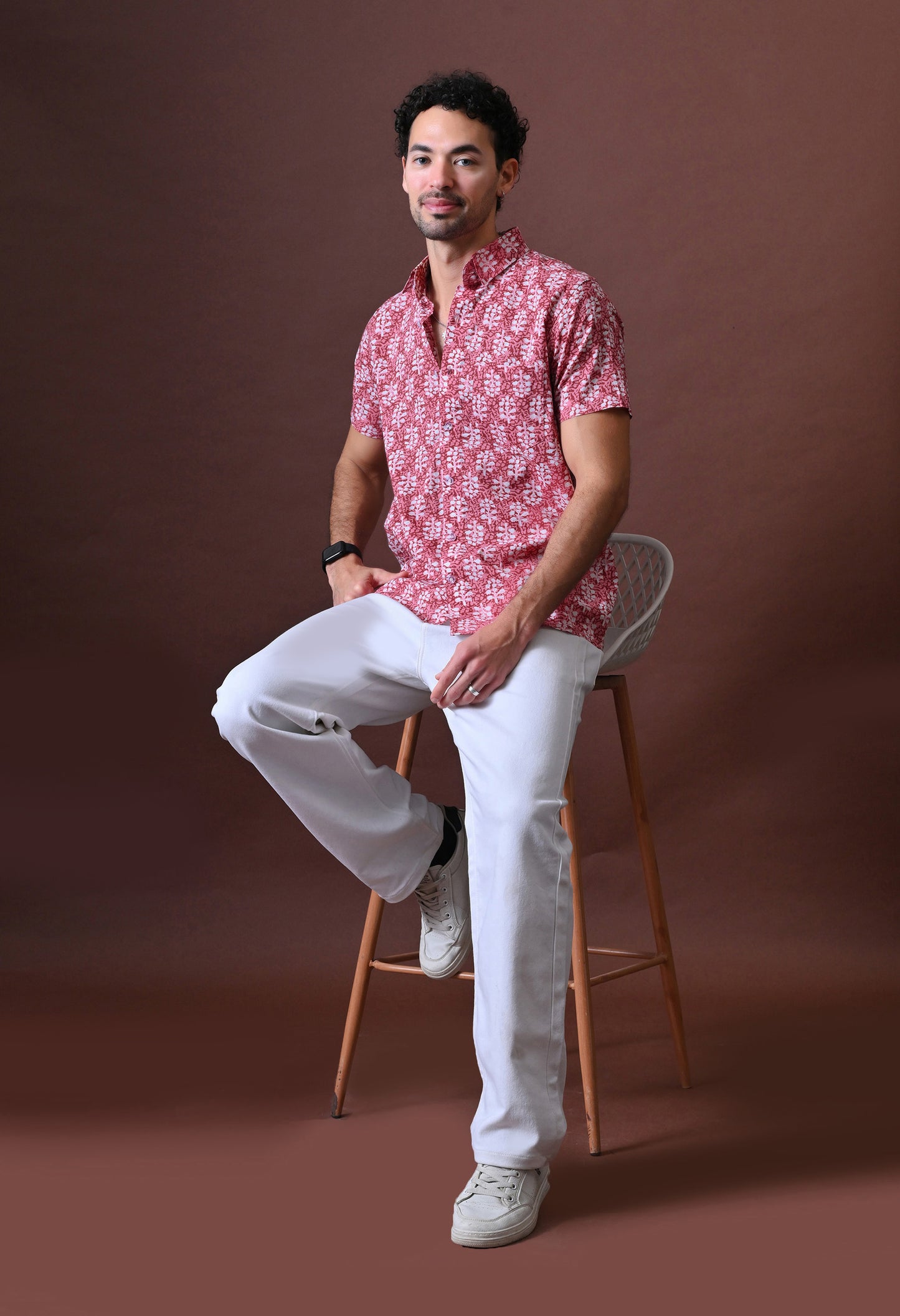 Kamal - Floral Printed Cotton Shirt (Half Sleeve)
