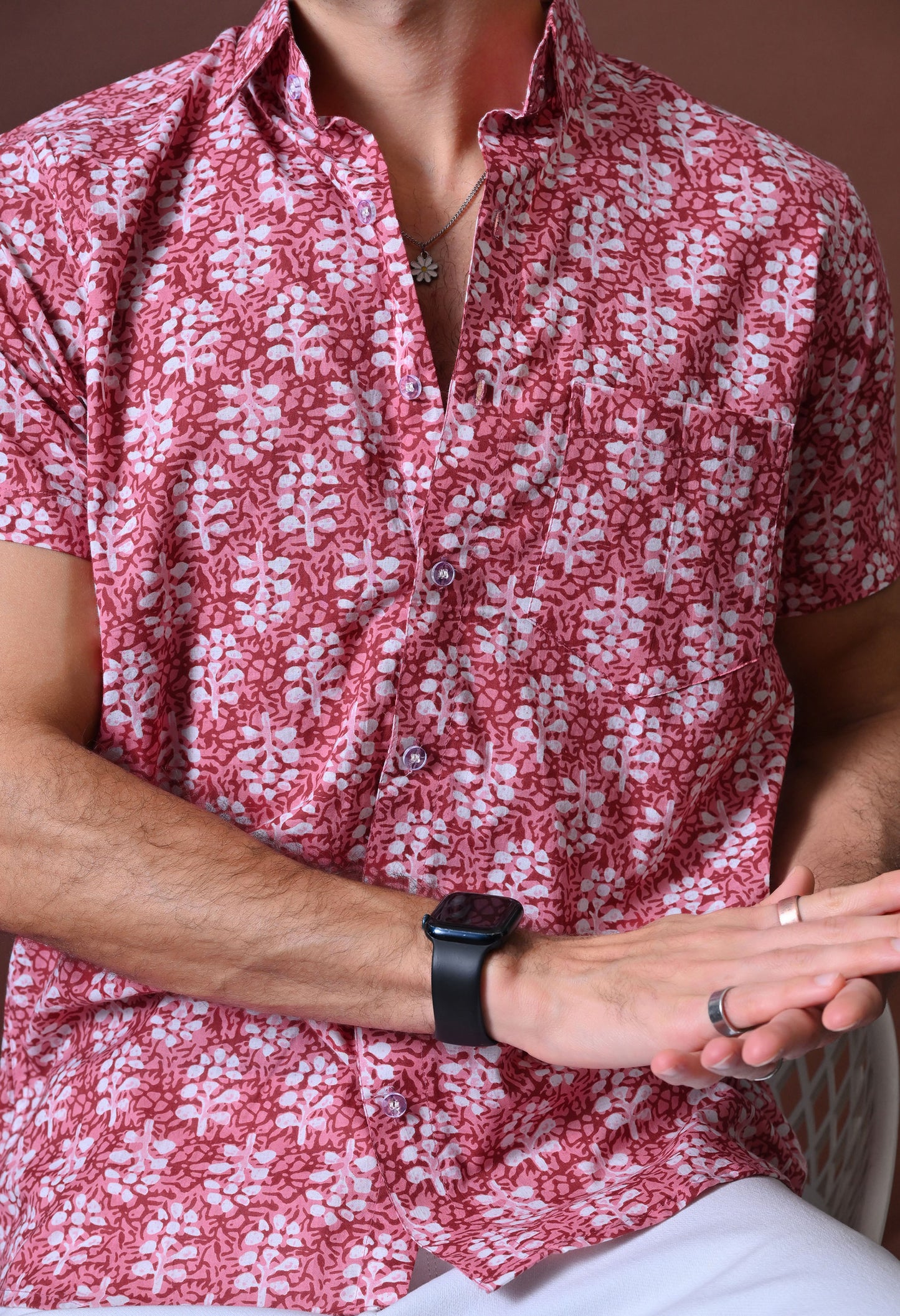 Kamal - Floral Printed Cotton Shirt (Half Sleeve)