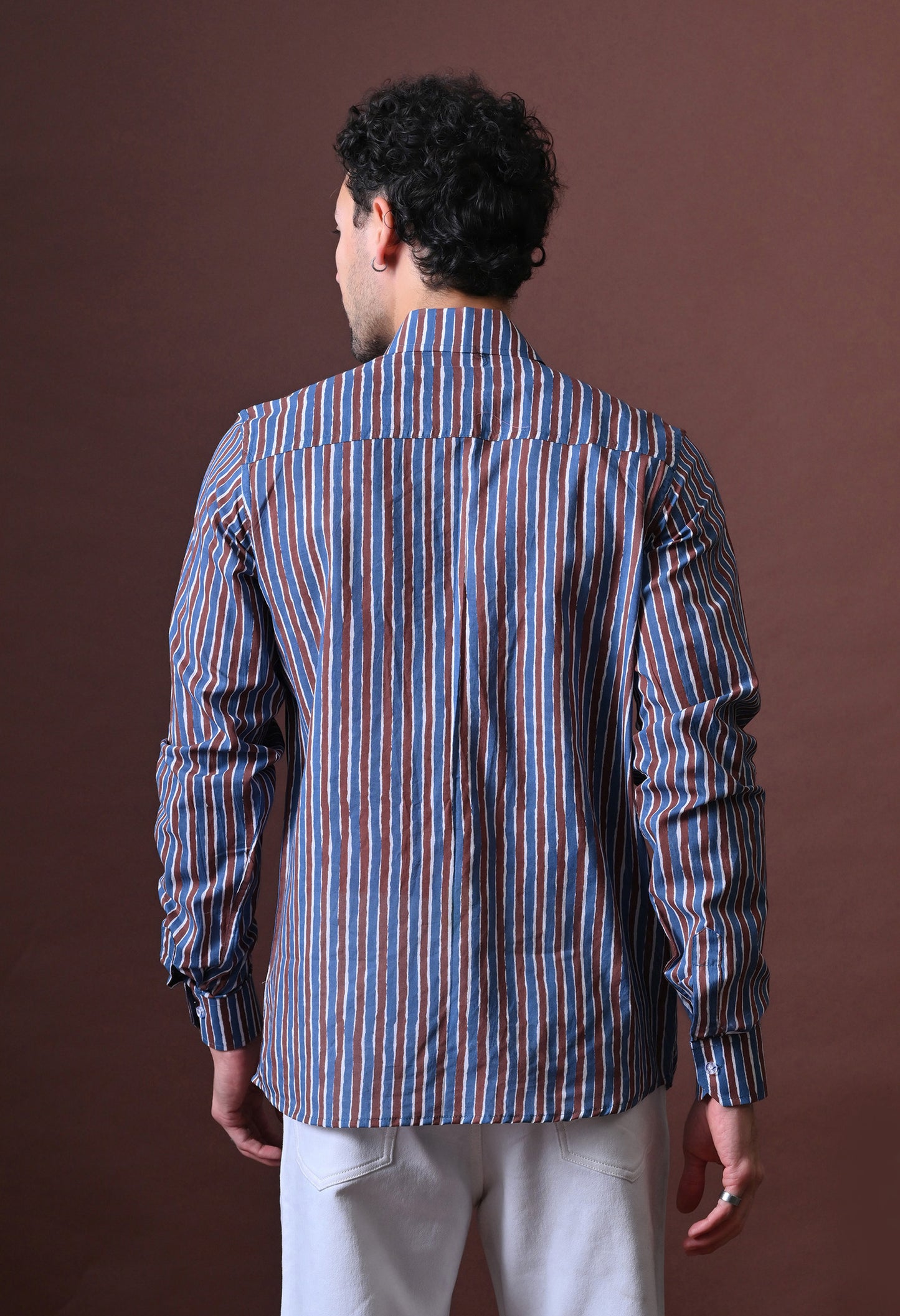 Arthur – Striped Printed Cotton Shirt (Full Sleeve)