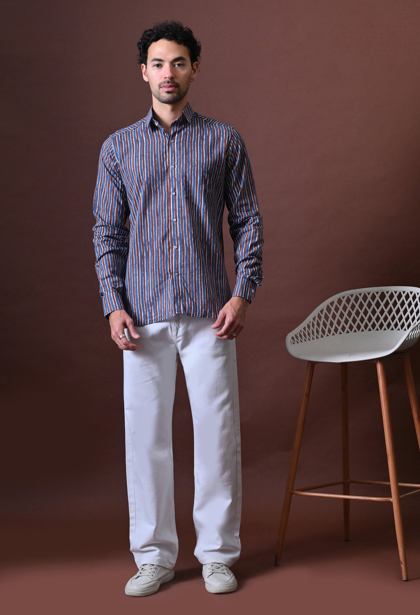 Arthur – Striped Printed Cotton Shirt (Full Sleeve)