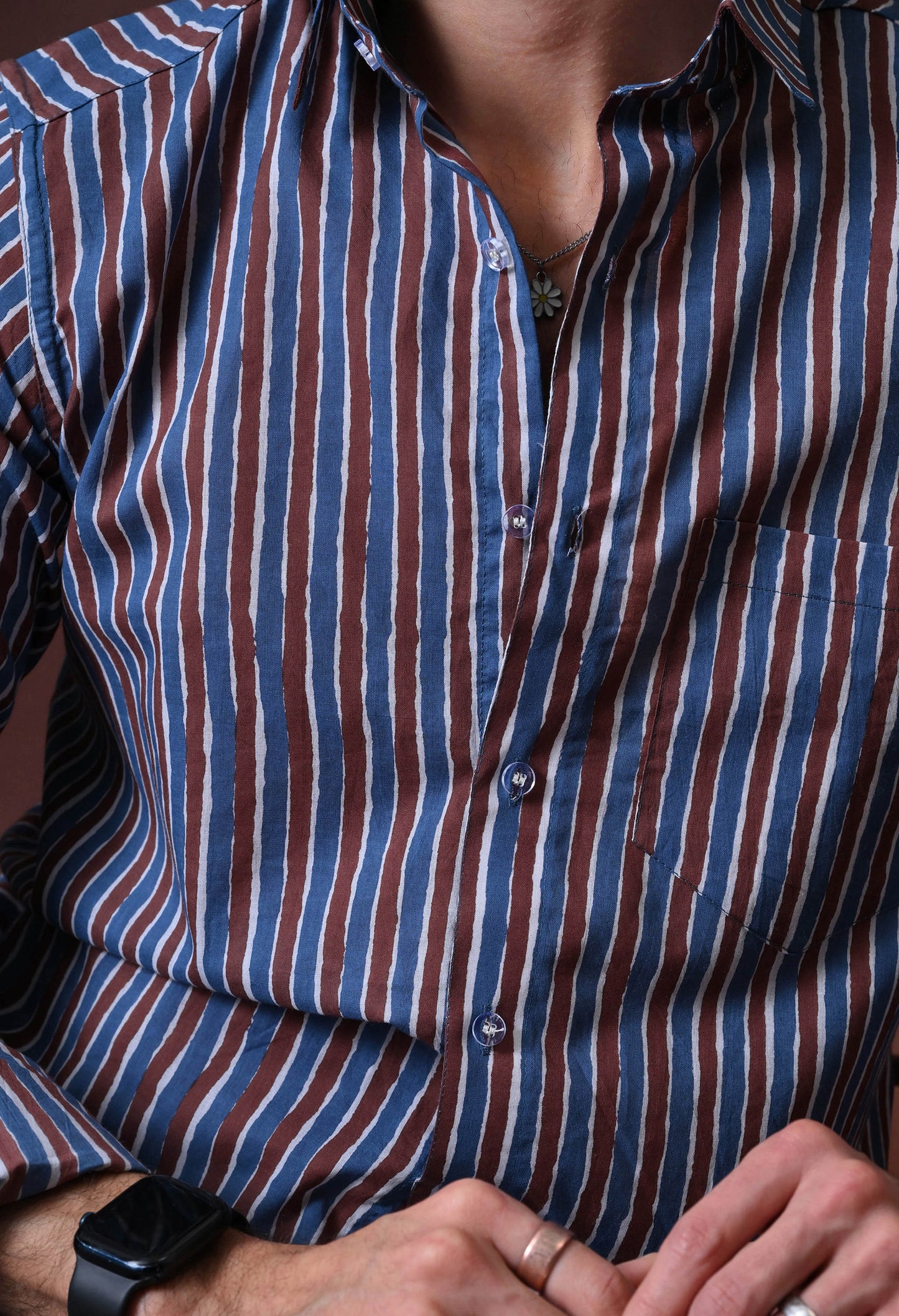 Arthur – Striped Printed Cotton Shirt (Full Sleeve)