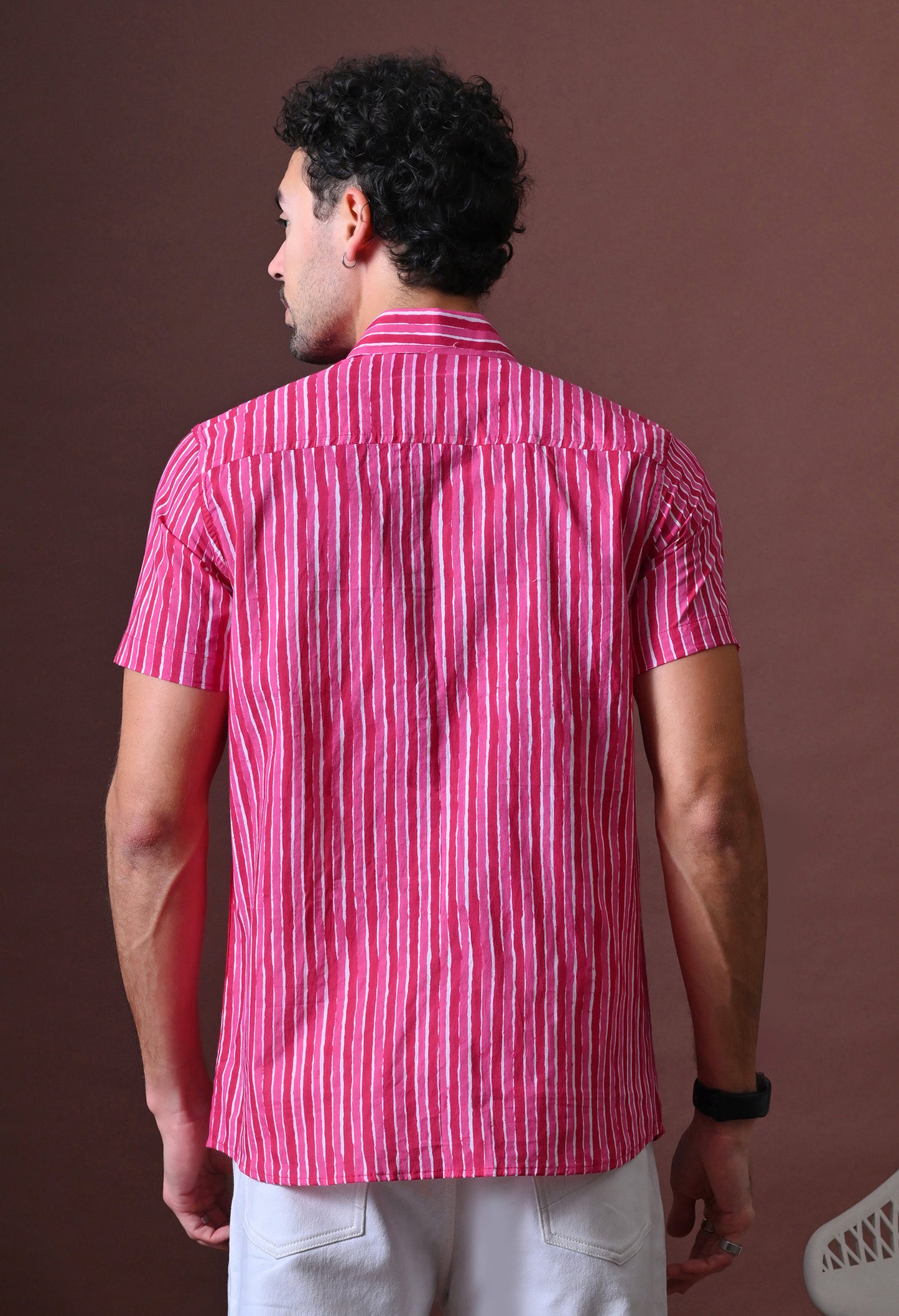 Ayaan - Striped Printed Cotton Shirt (Half Sleeve)