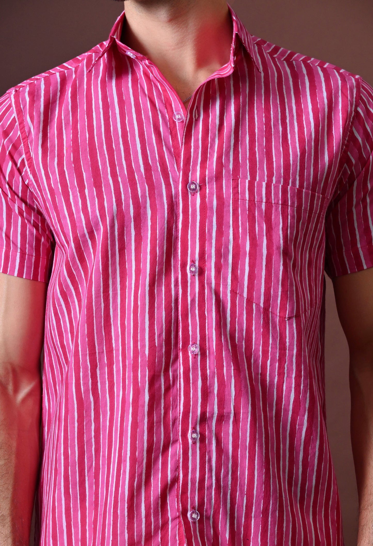 Ayaan - Striped Printed Cotton Shirt (Half Sleeve)