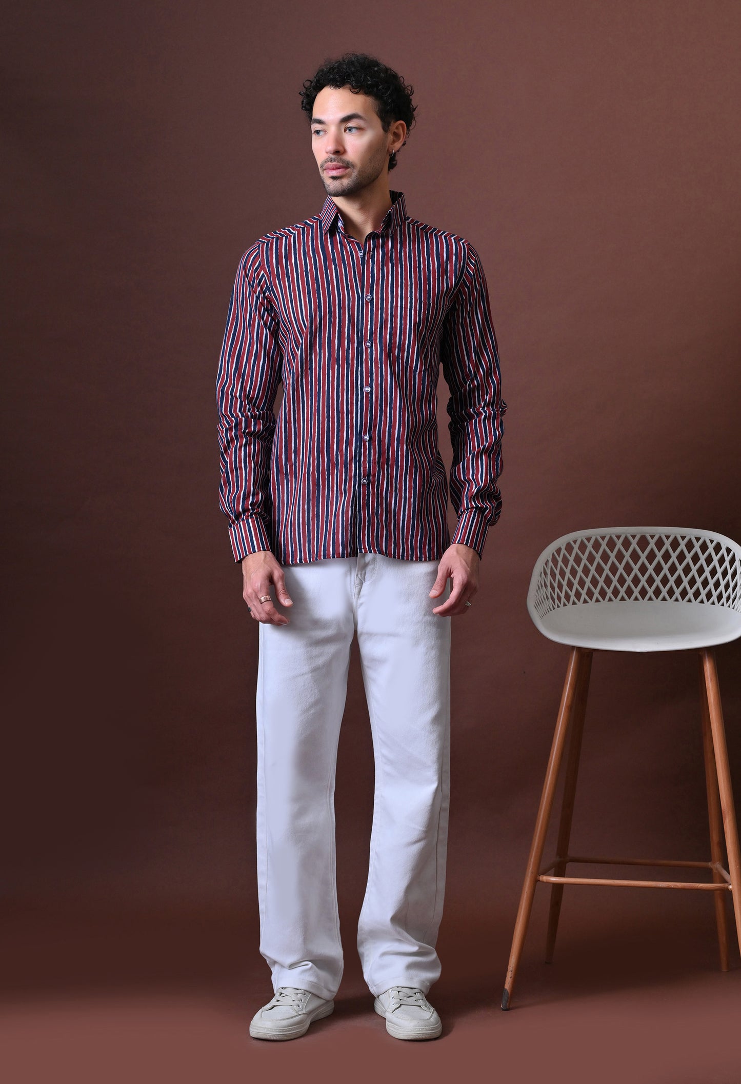 Theo – Striped Printed Cotton Shirt (Full Sleeve)