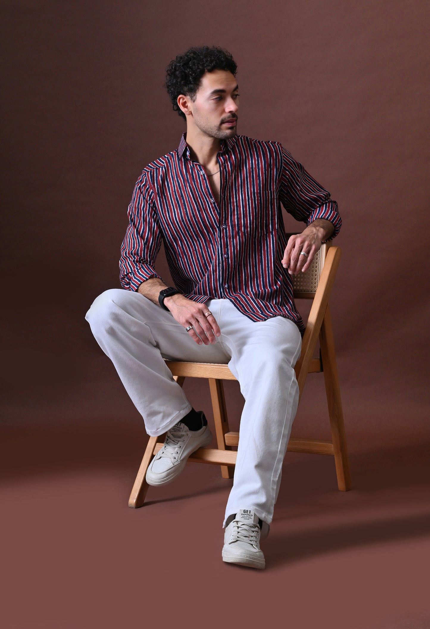 Theo – Striped Printed Cotton Shirt (Full Sleeve)