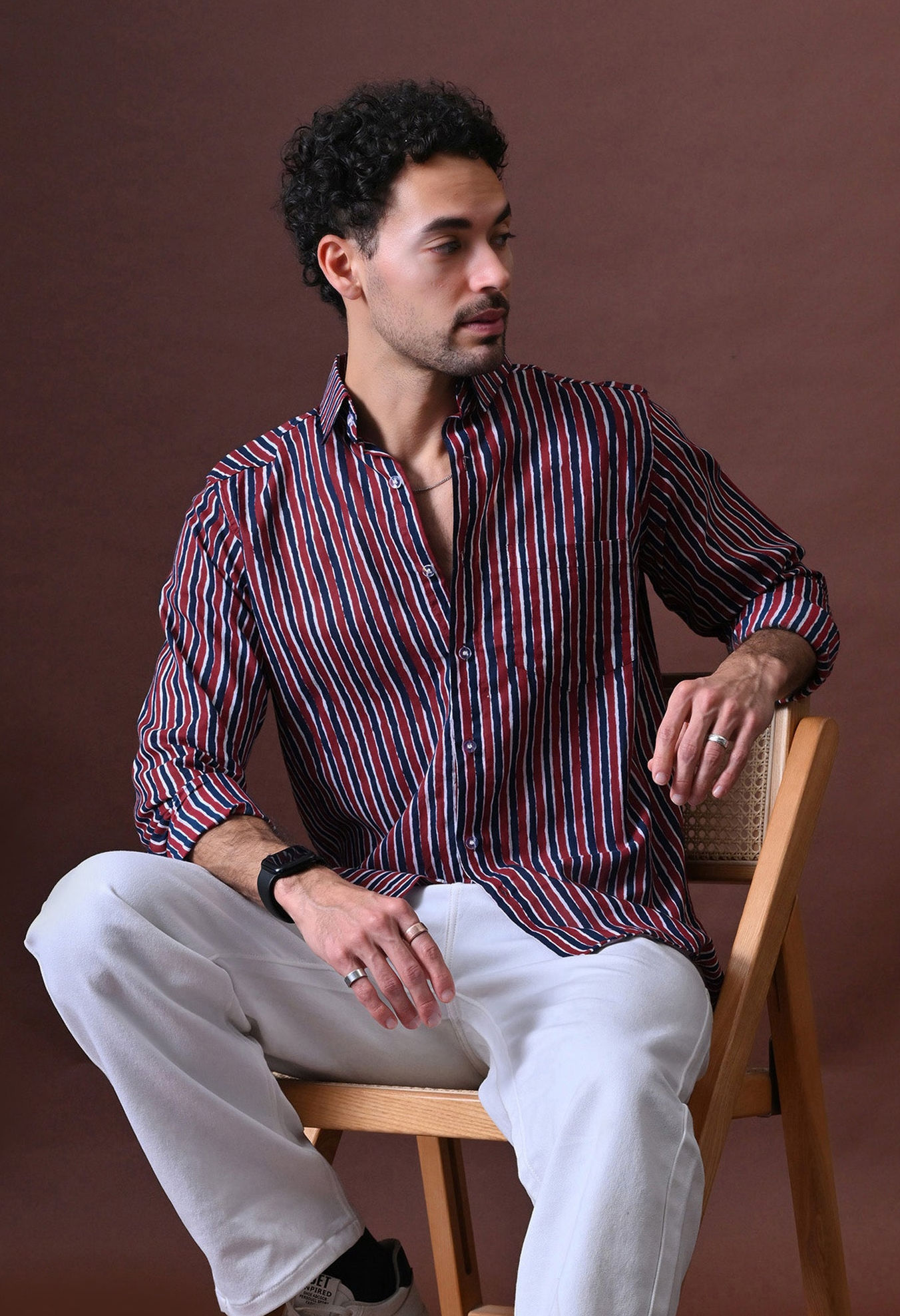 Theo – Striped Printed Cotton Shirt (Full Sleeve)
