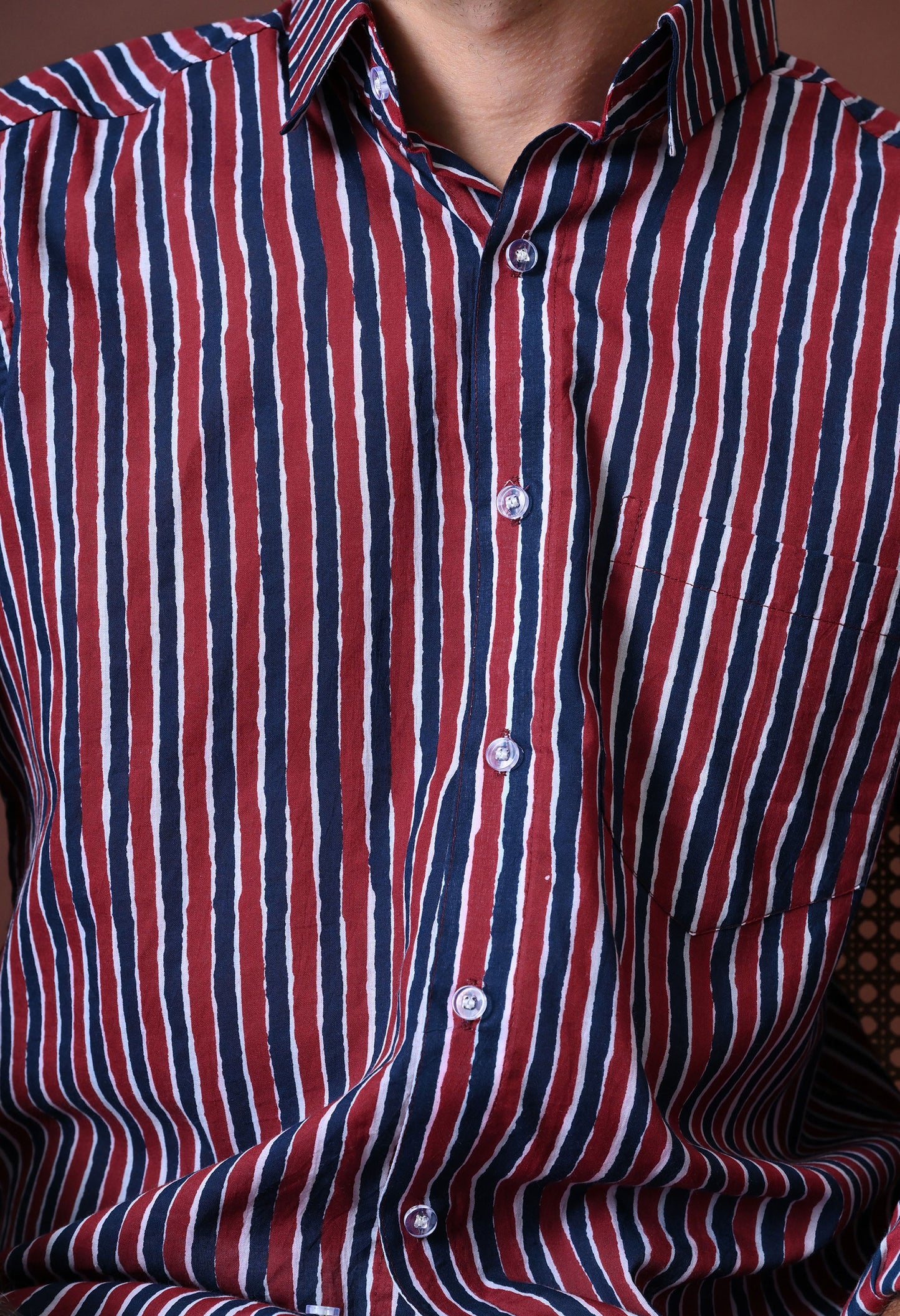 Theo – Striped Printed Cotton Shirt (Full Sleeve)