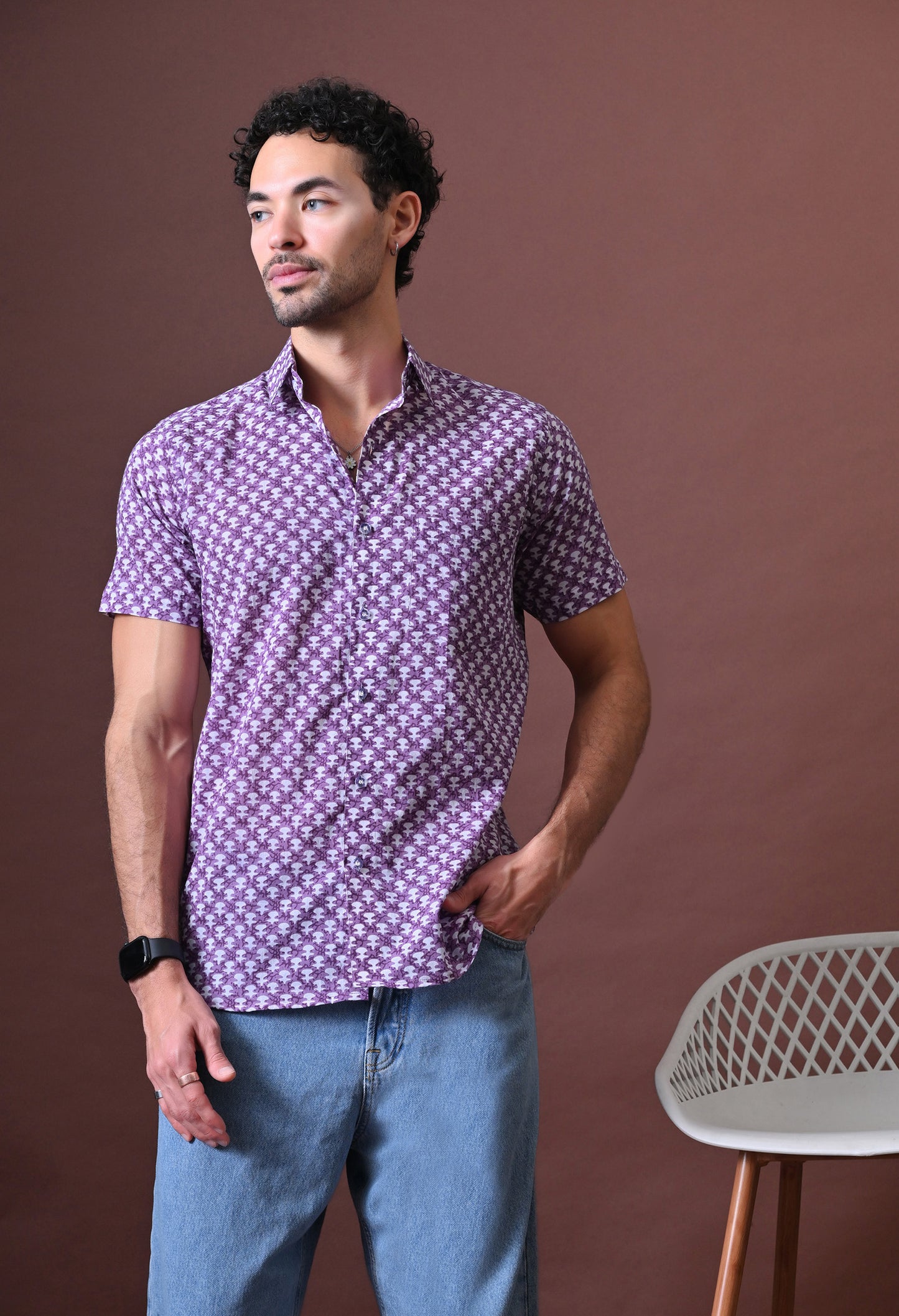 Sahir – Floral Printed Cotton Shirt (Half Sleeve)