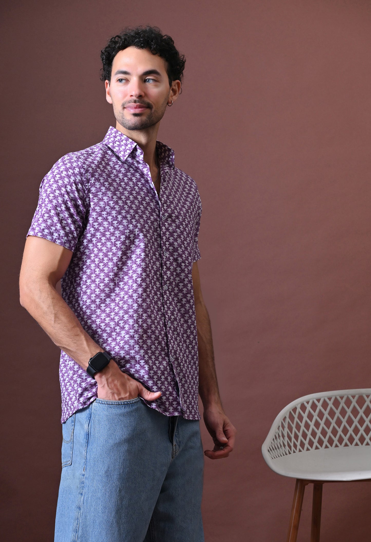 Sahir – Floral Printed Cotton Shirt (Half Sleeve)
