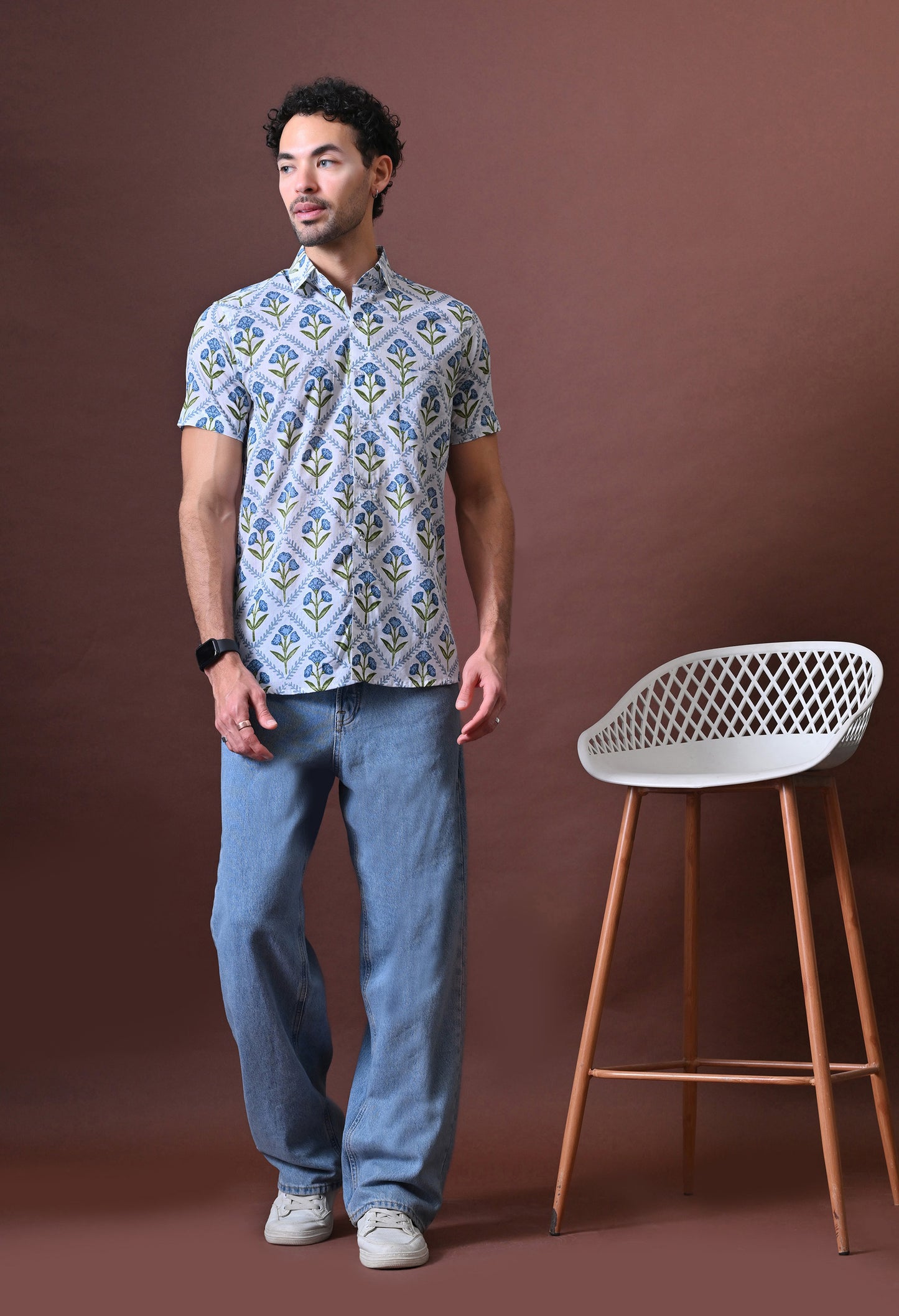 Sanjay – Floral Printed Cotton Shirt (Half Sleeve)