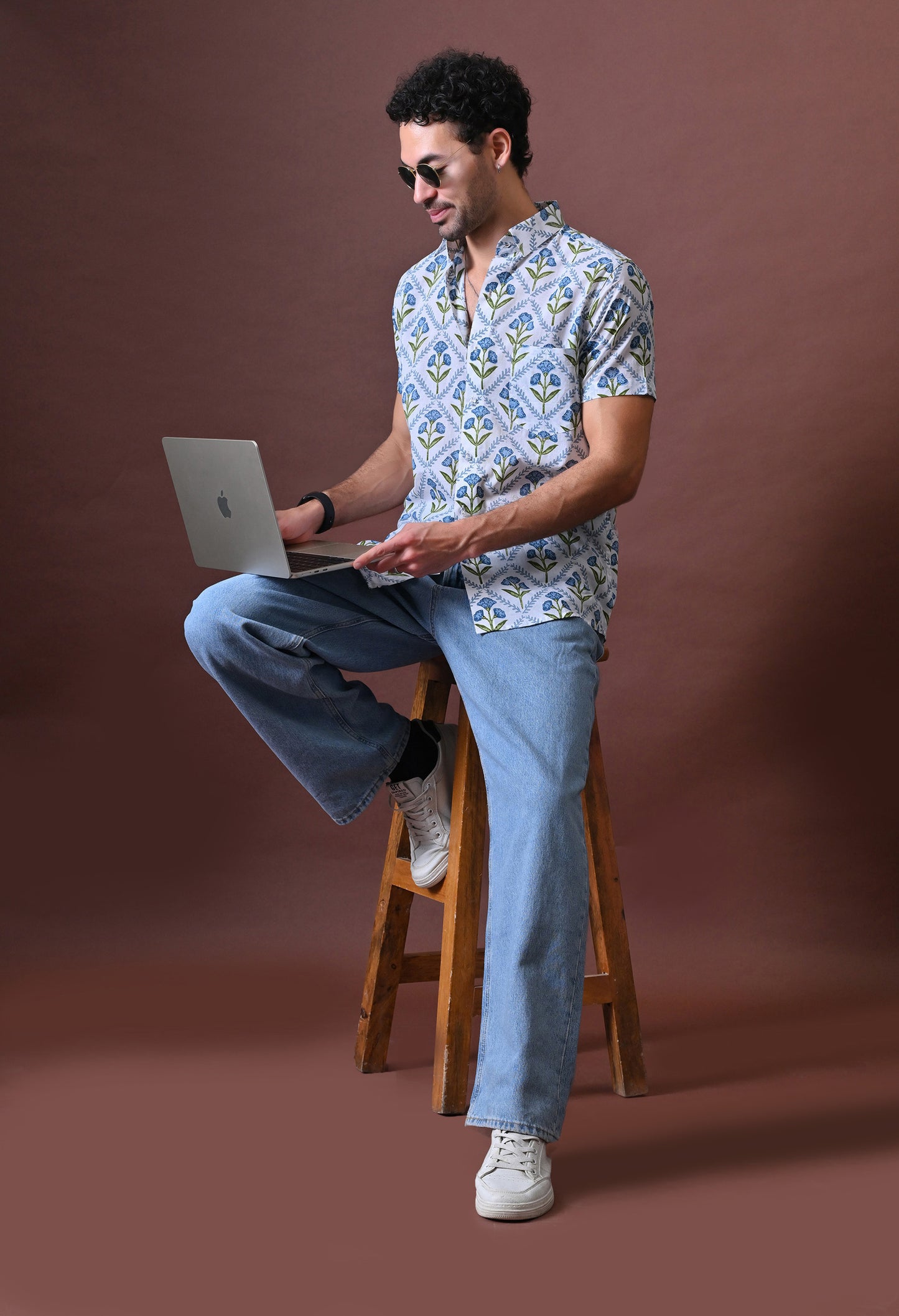 Sanjay – Floral Printed Cotton Shirt (Half Sleeve)