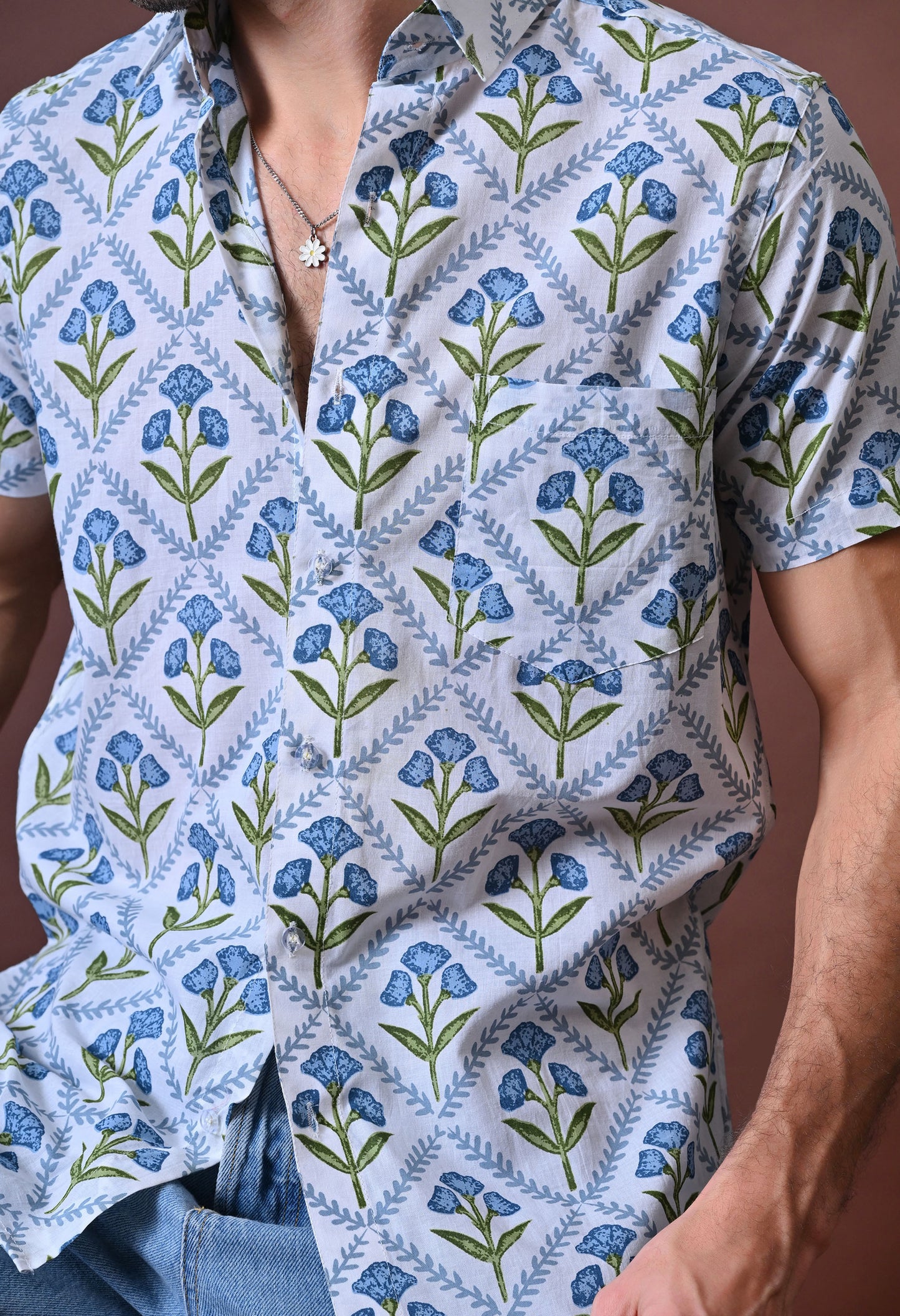 Sanjay – Floral Printed Cotton Shirt (Half Sleeve)