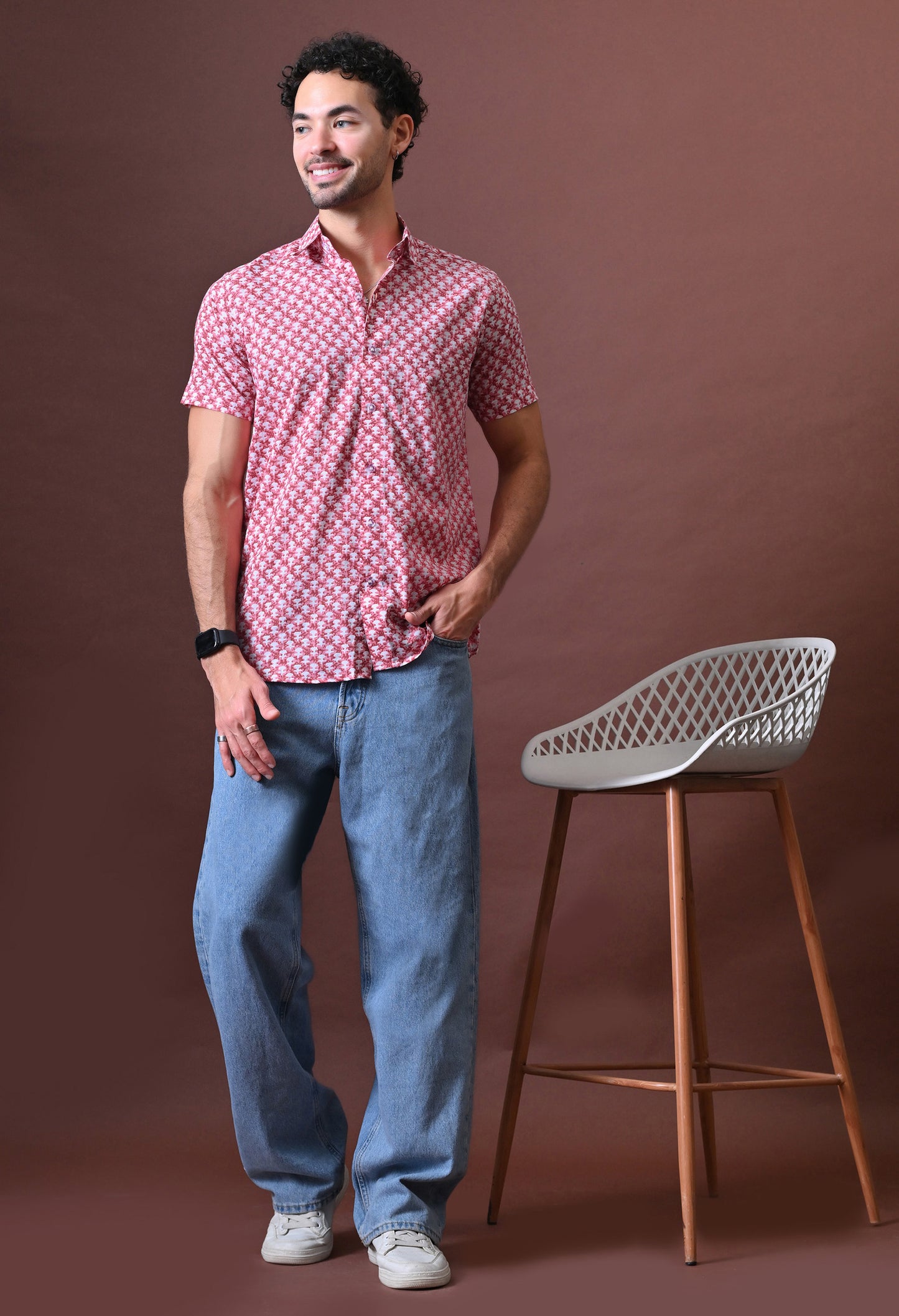 Pankaj – Floral Printed Cotton Shirt (Half Sleeve)