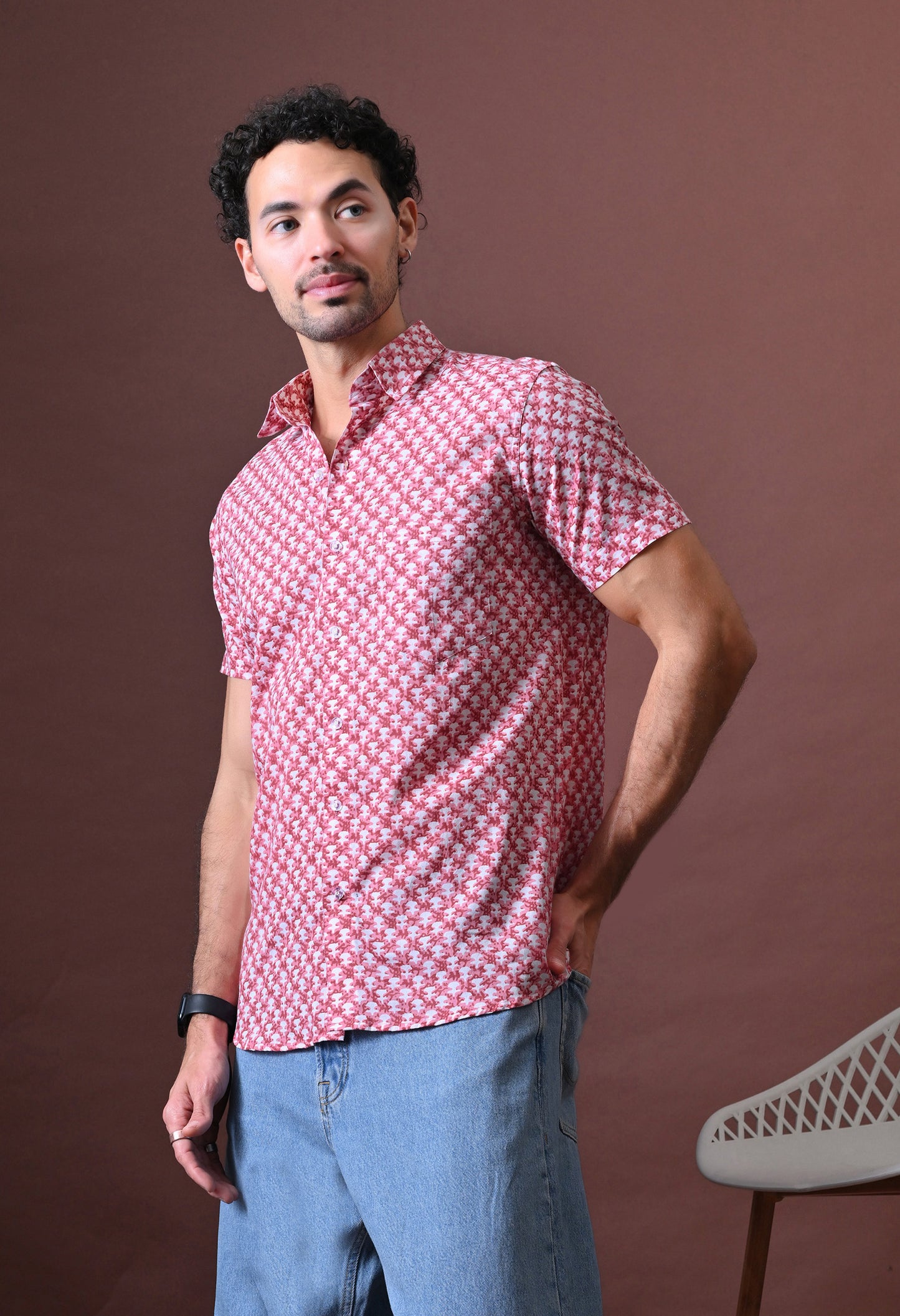 Pankaj – Floral Printed Cotton Shirt (Half Sleeve)