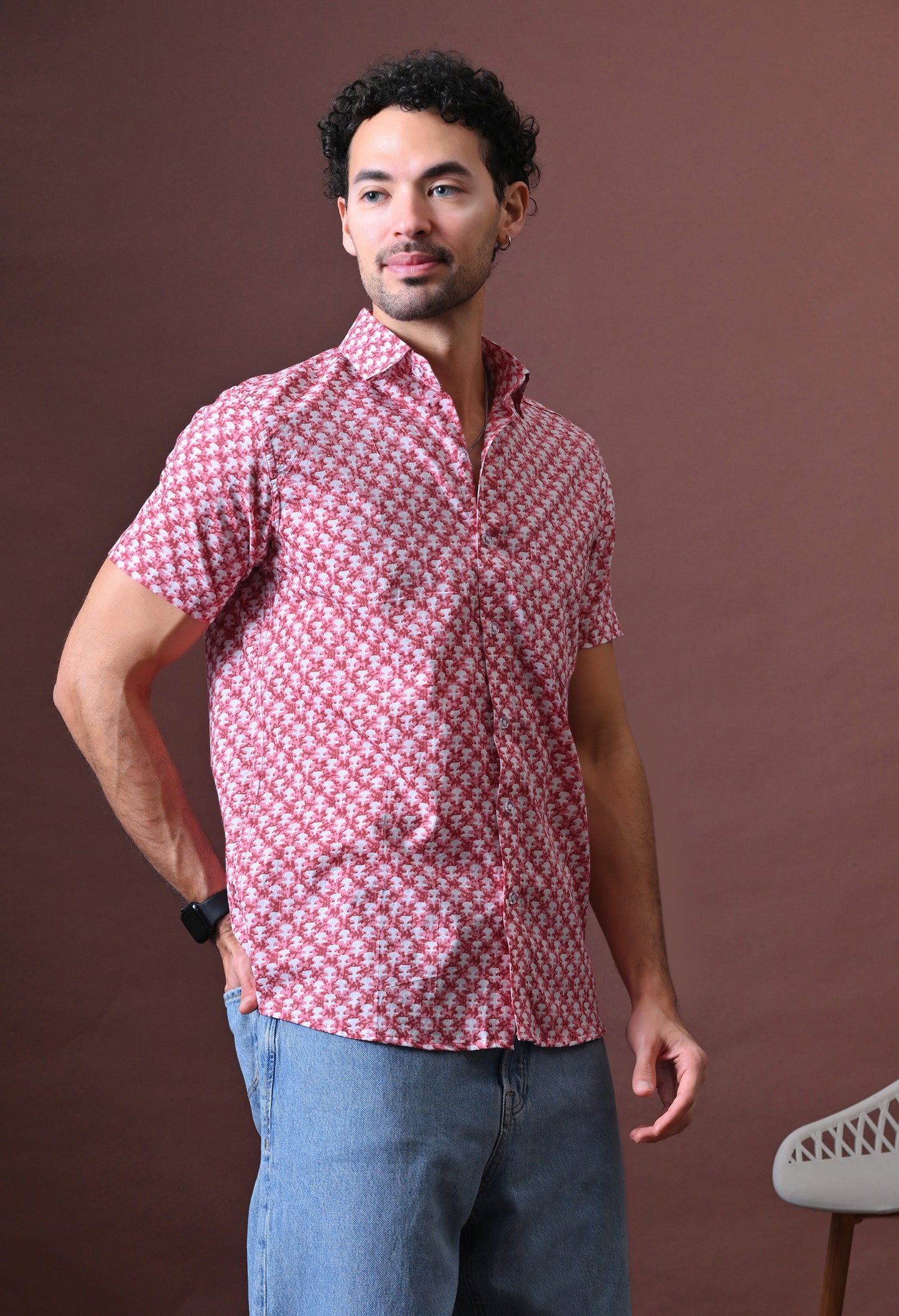 Pankaj – Floral Printed Cotton Shirt (Half Sleeve)