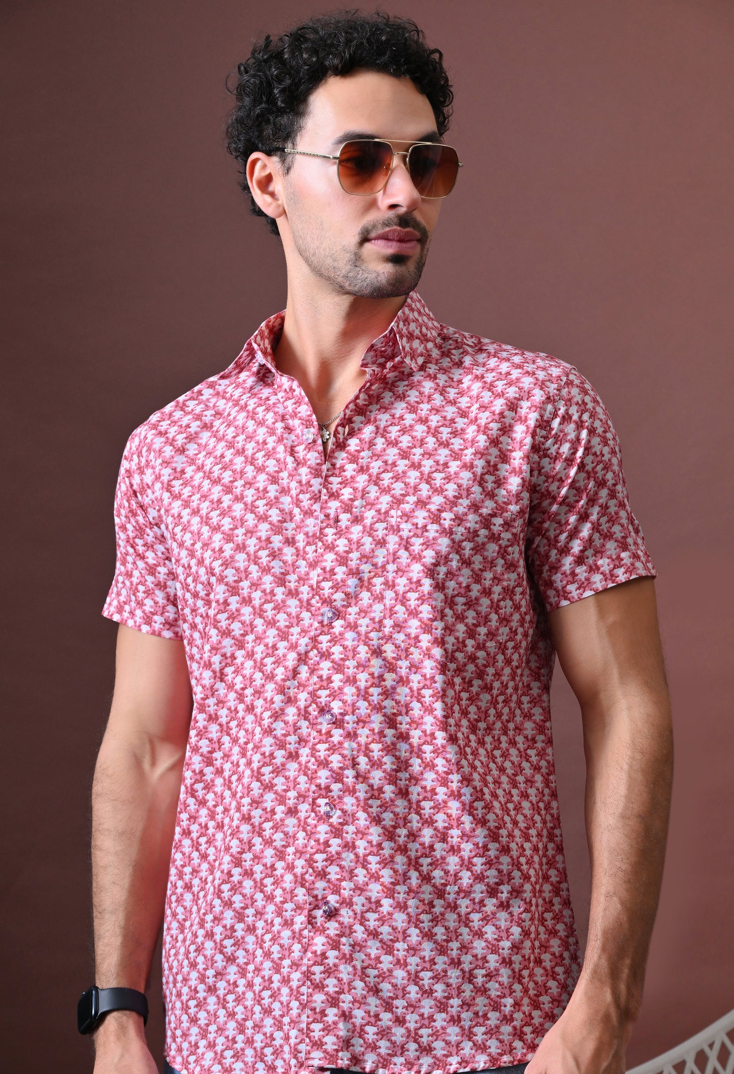 Pankaj – Floral Printed Cotton Shirt (Half Sleeve)