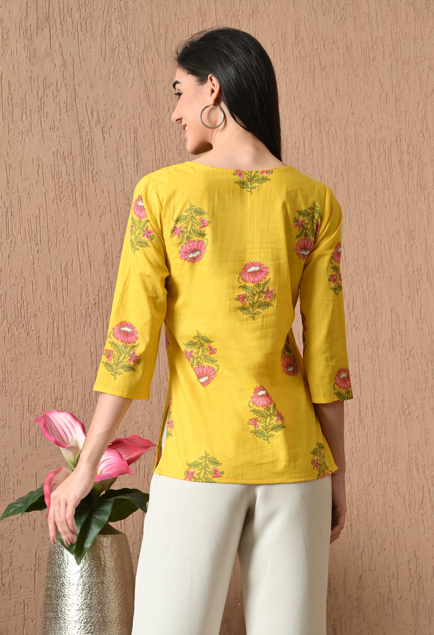 Sorrel – Bright Yellow Cotton Short Kurti