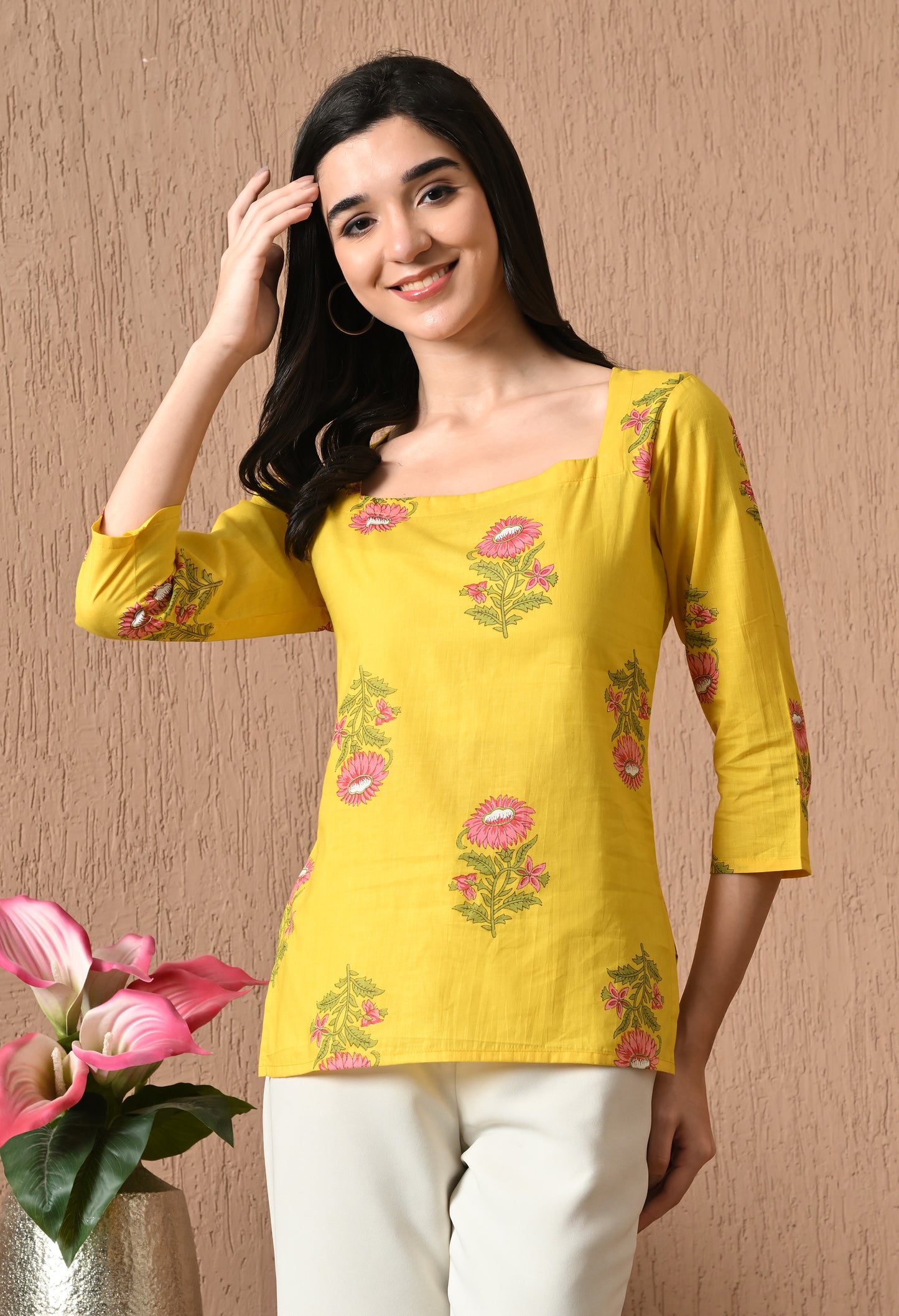 Sorrel – Bright Yellow Cotton Short Kurti