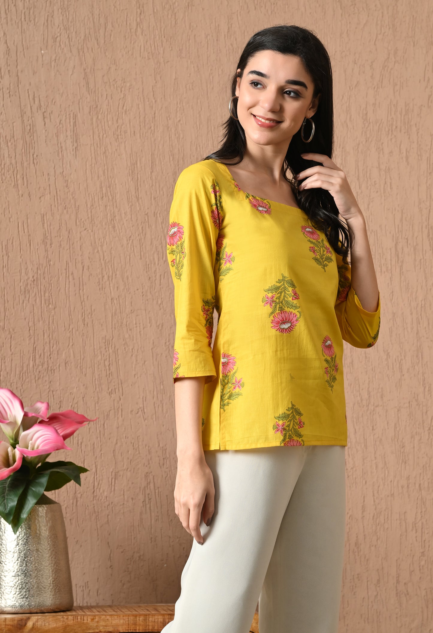 Sorrel – Bright Yellow Cotton Short Kurti