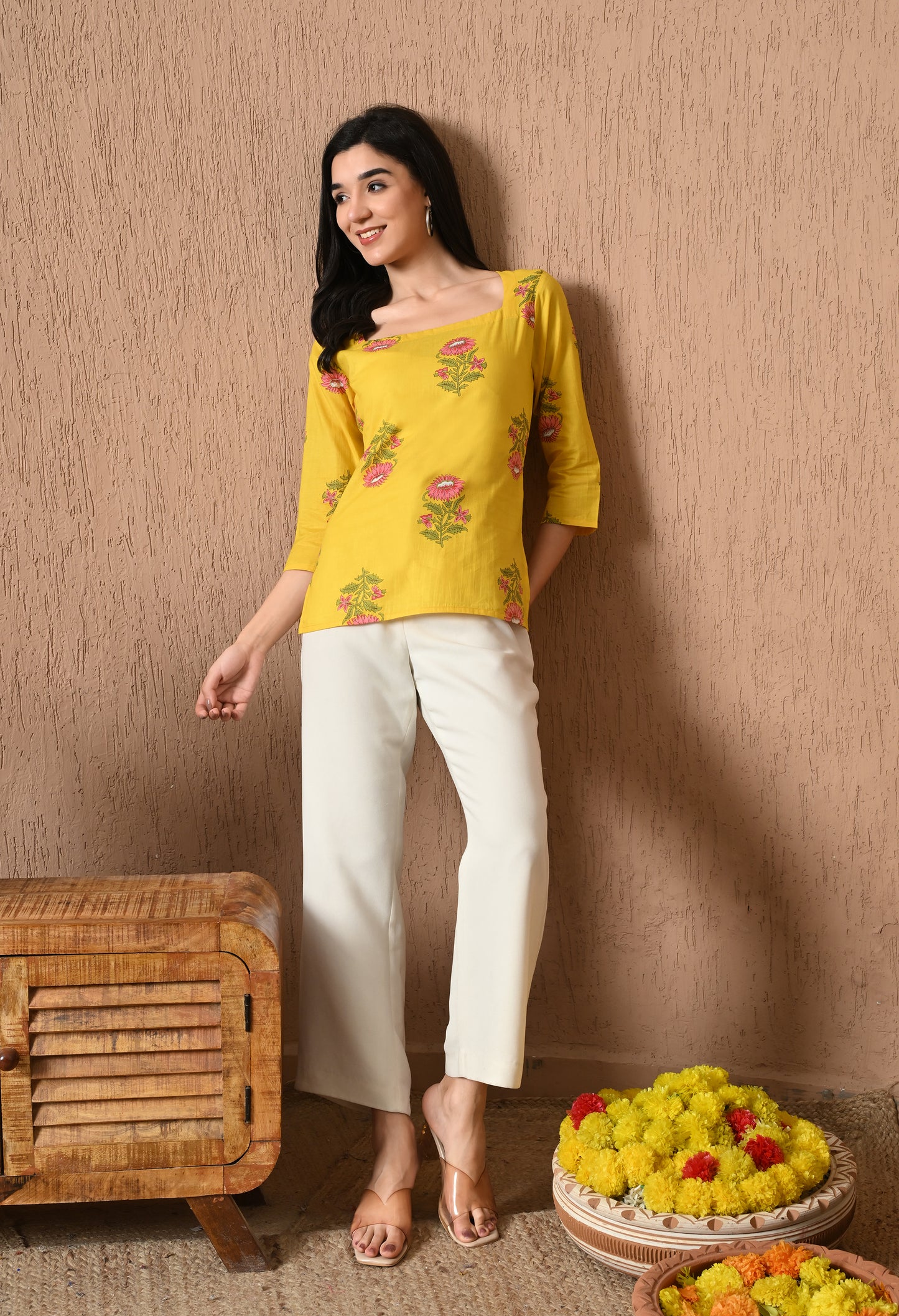 Sorrel – Bright Yellow Cotton Short Kurti