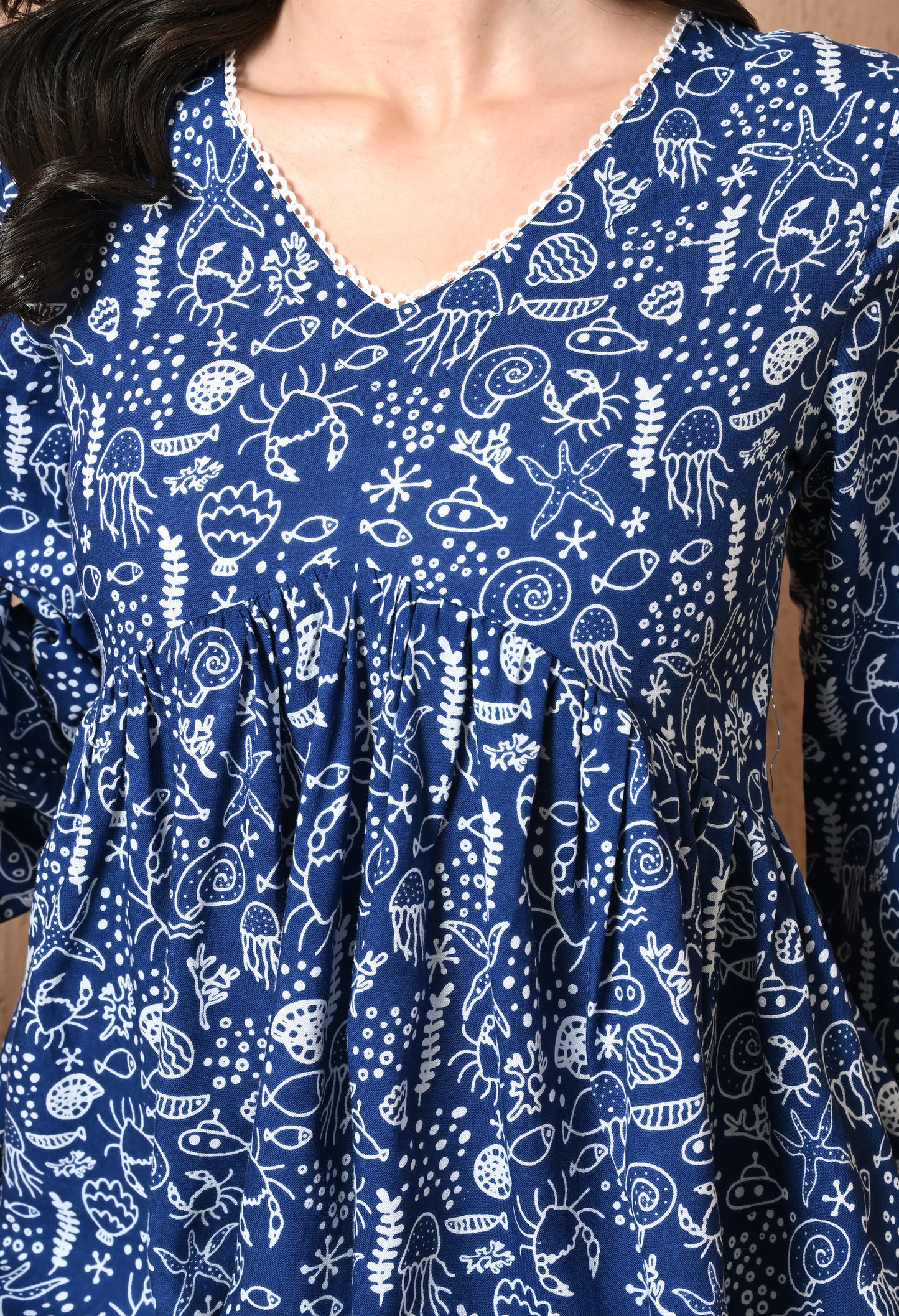 Soraya – Midnight Indigo Cotton Peplum Top