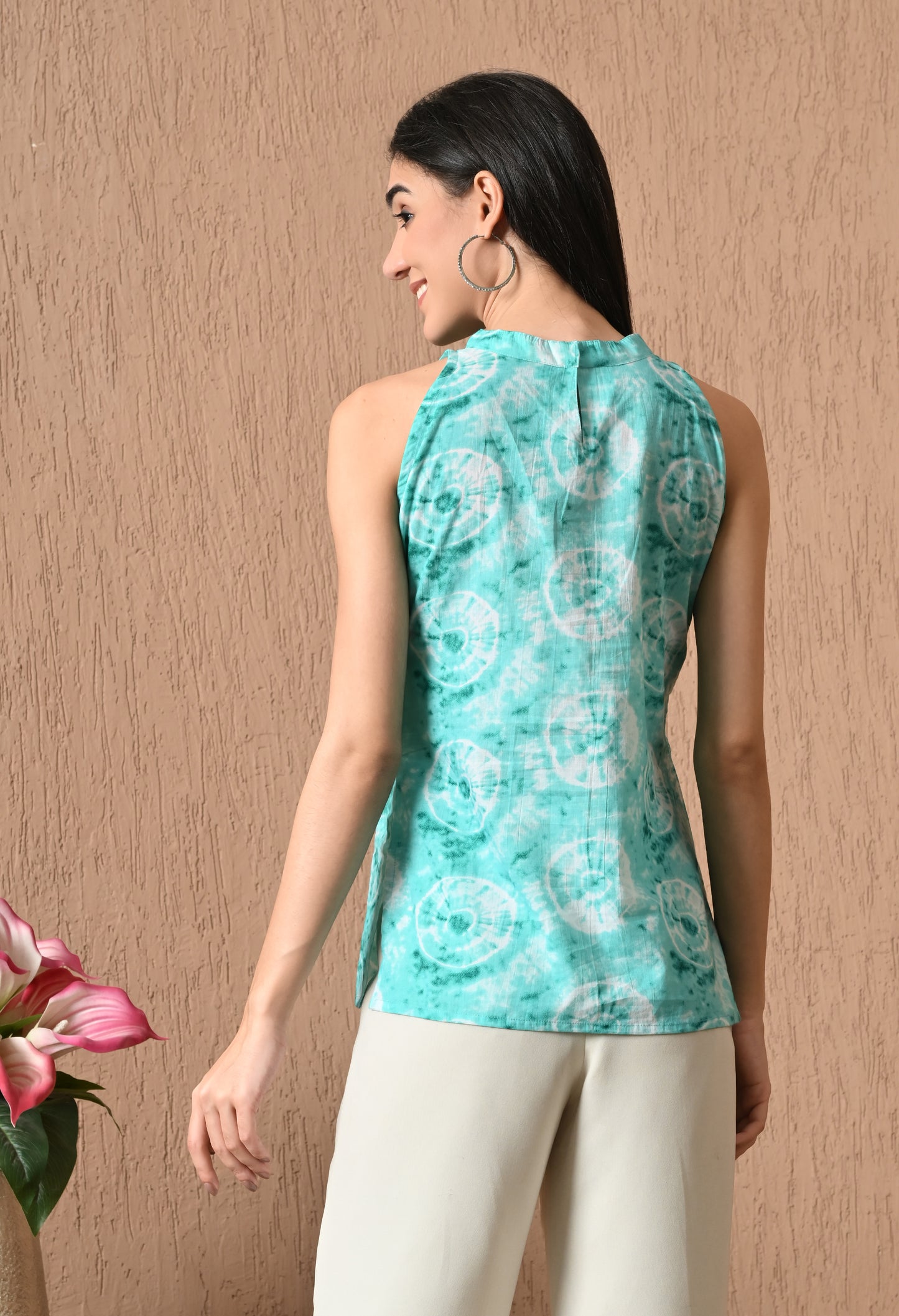 Mareva – Sea Green Cotton Halter Top