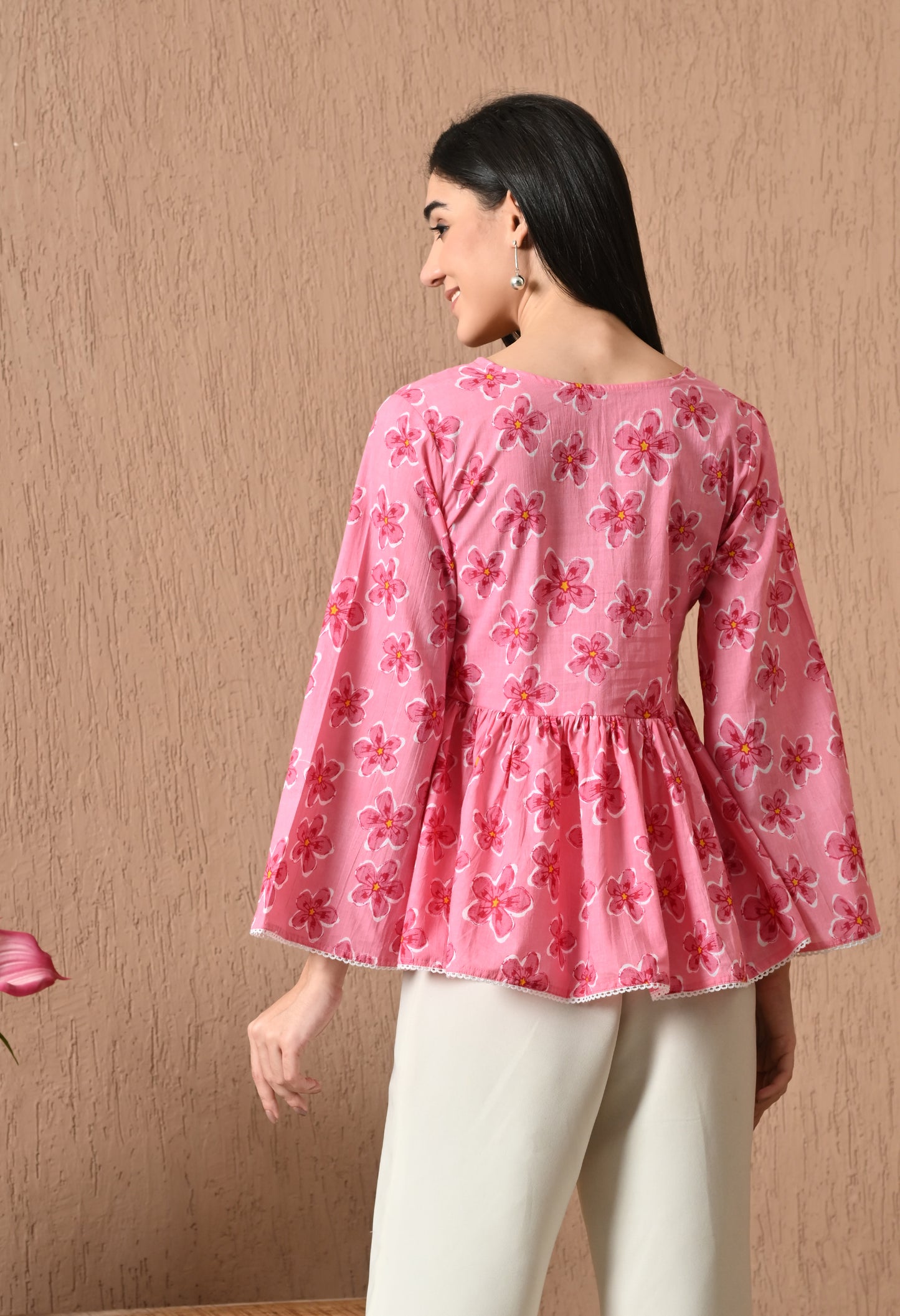 Roselle – Blush Bloom Cotton Peplum Top